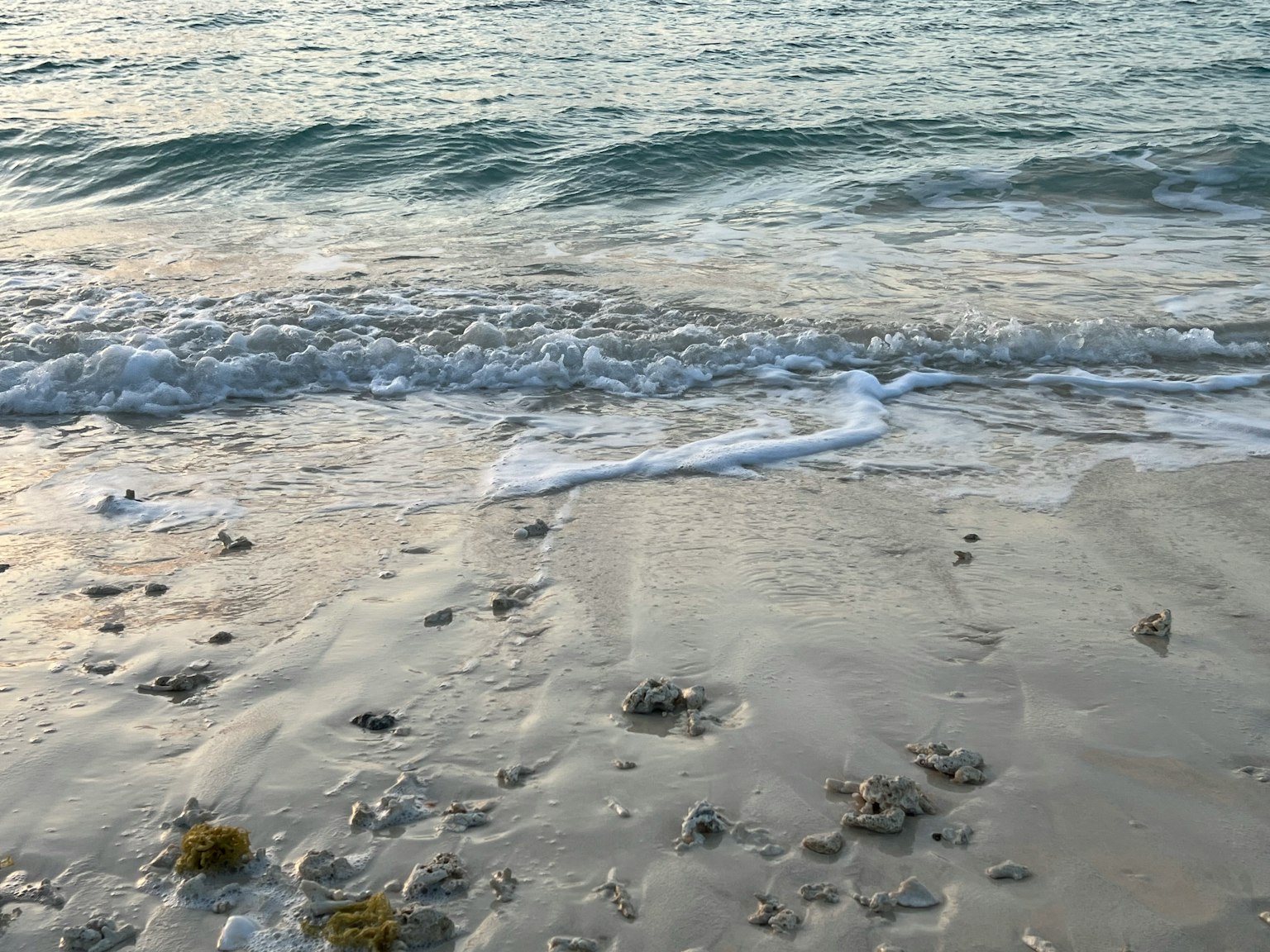Gentle waves lapping at a sandy beach