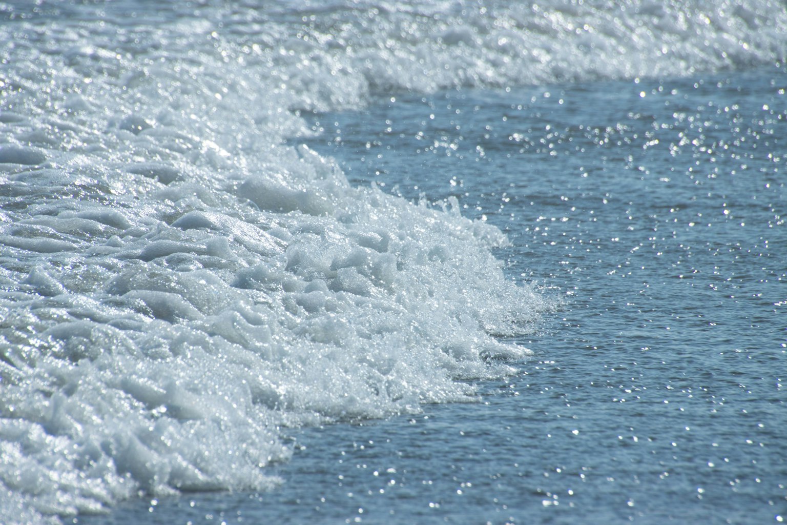 Close-up of ocean waves sparkling on the water surface