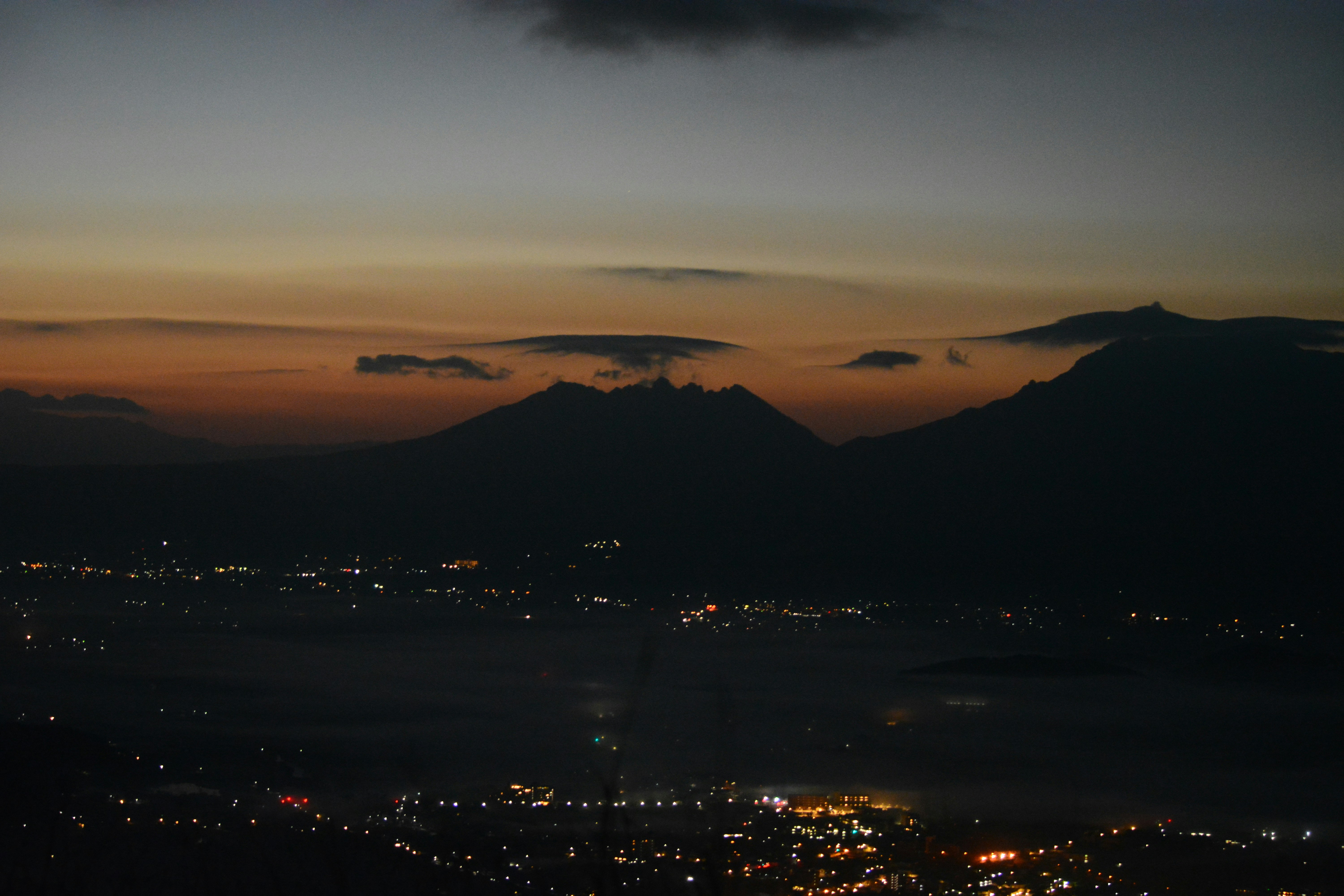 Winter sea and winter sky sunset view from Kyushu scenic route
