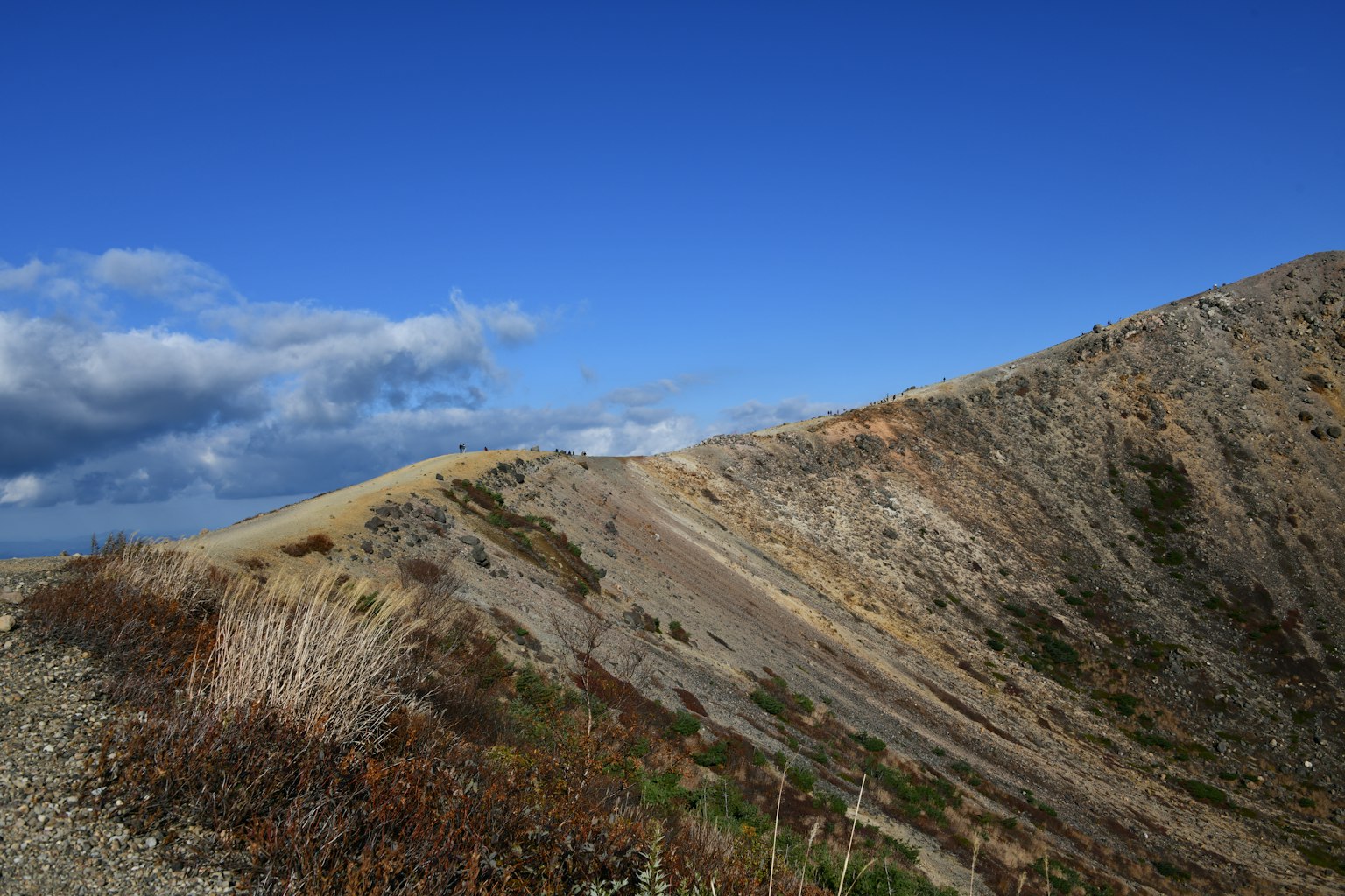 Paisaje con cielo azul y cresta montañosa