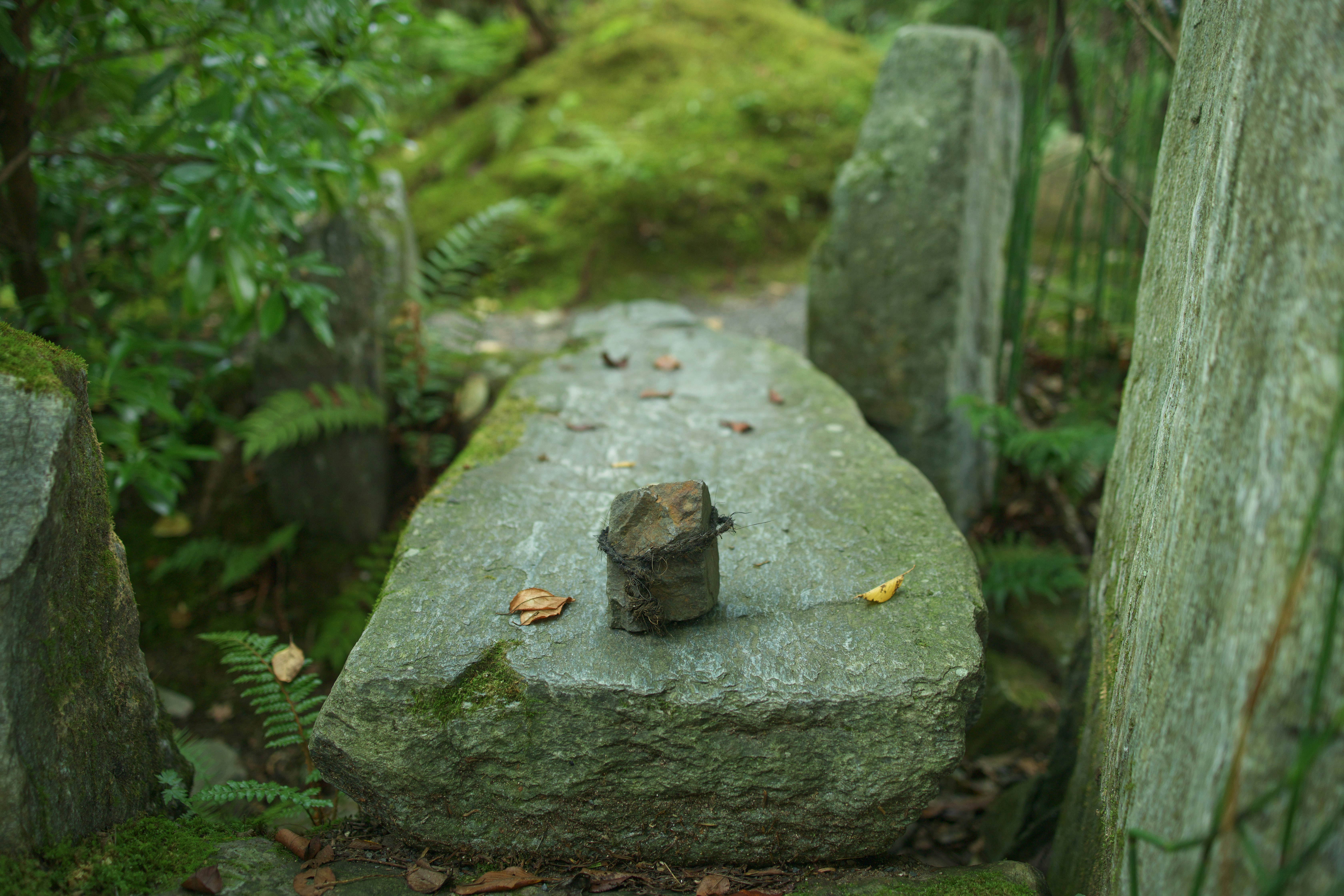 Batu penanda taman (tomeishi) di taman Sanzen-in, Kyoto