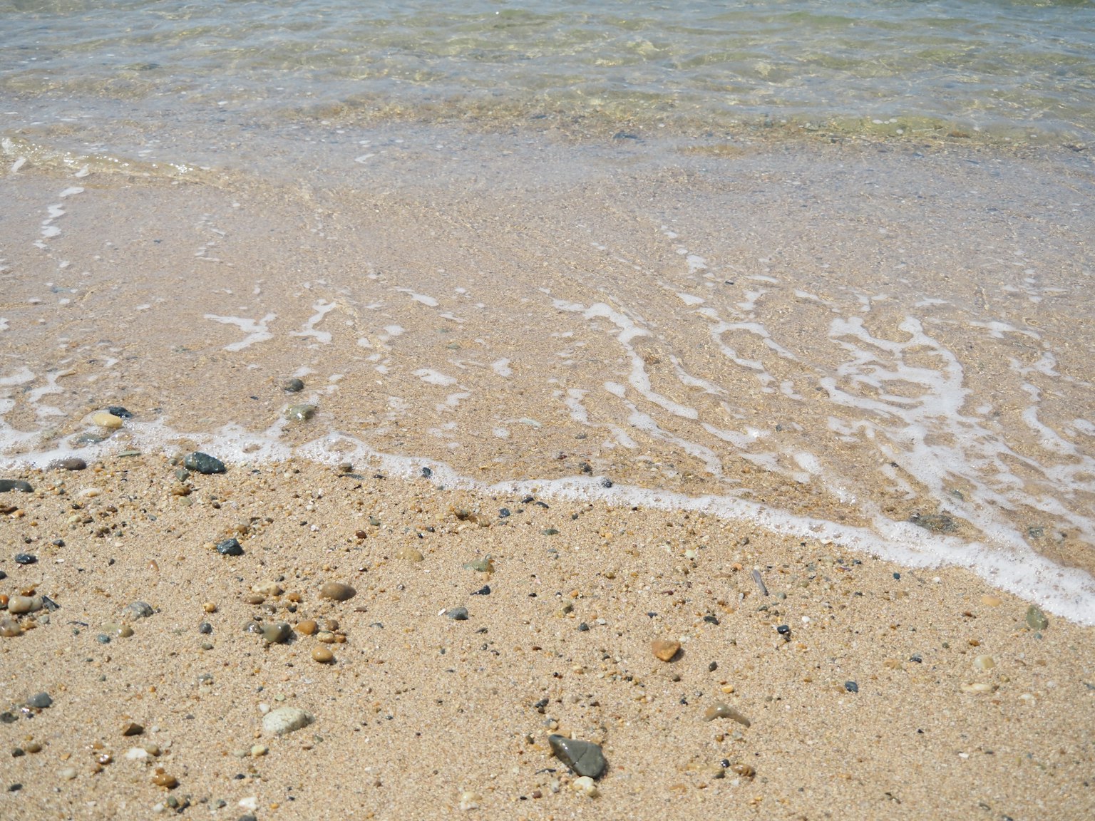 Scena di una spiaggia sabbiosa con onde leggere