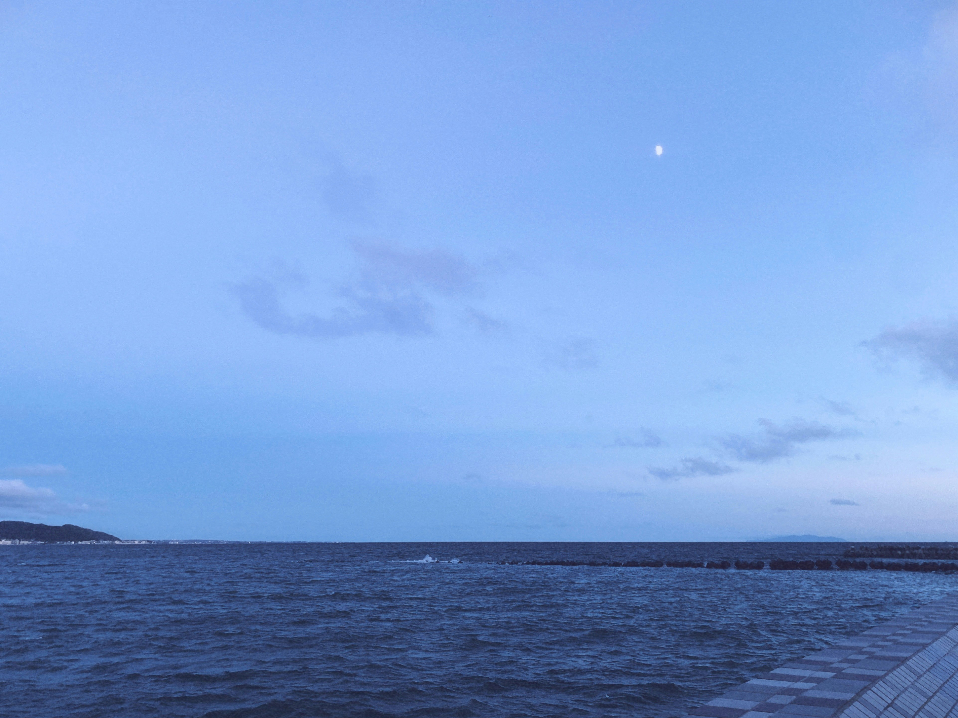 地平線上遠處海岬的海景