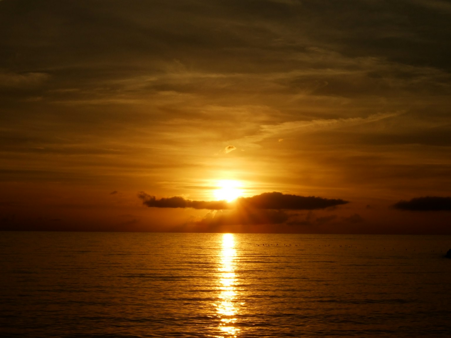 Un bellissimo tramonto sull'oceano con tonalità dorate
