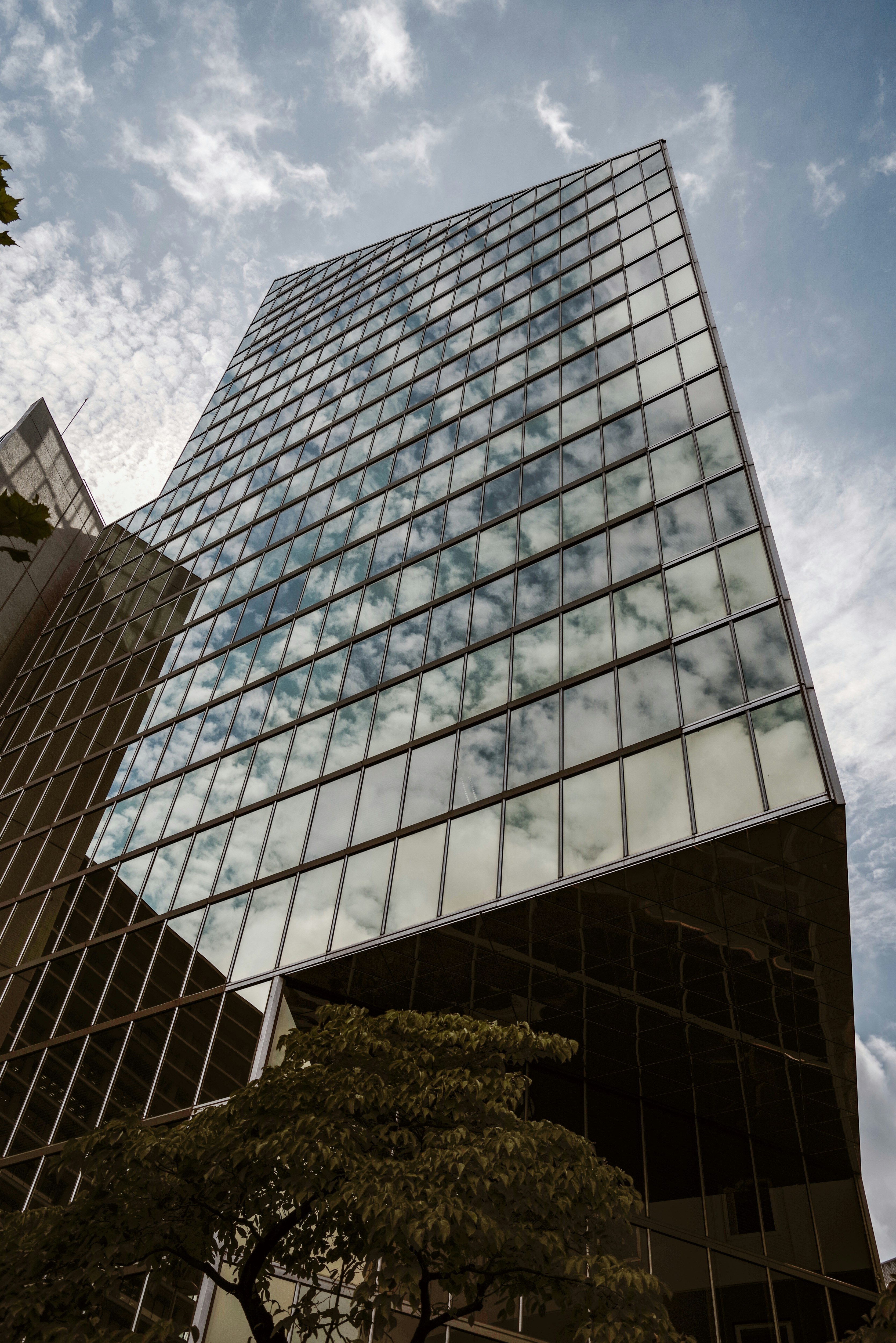 Exterior of a glass skyscraper building