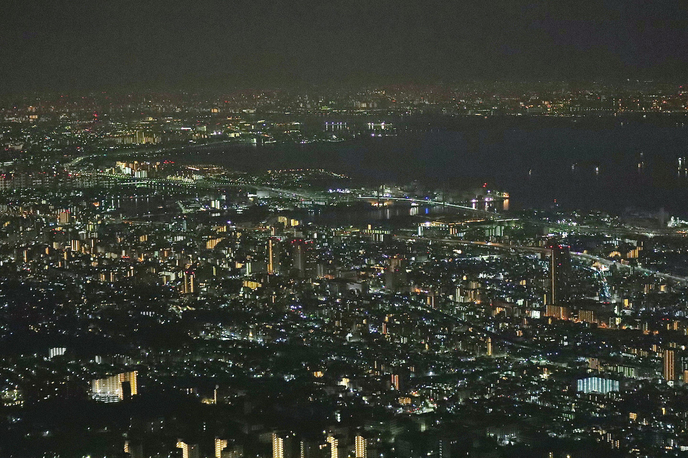 兵庫県神戸市灘区の夜景を見下ろす六甲山の眺望