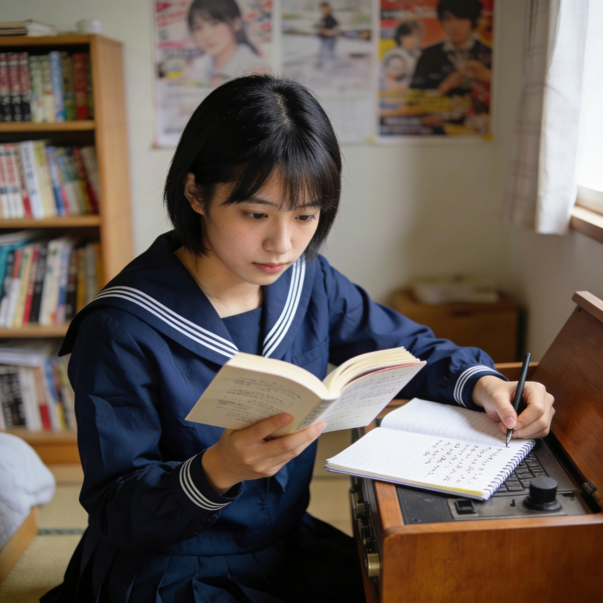 自室で勉強する学生の学習風景