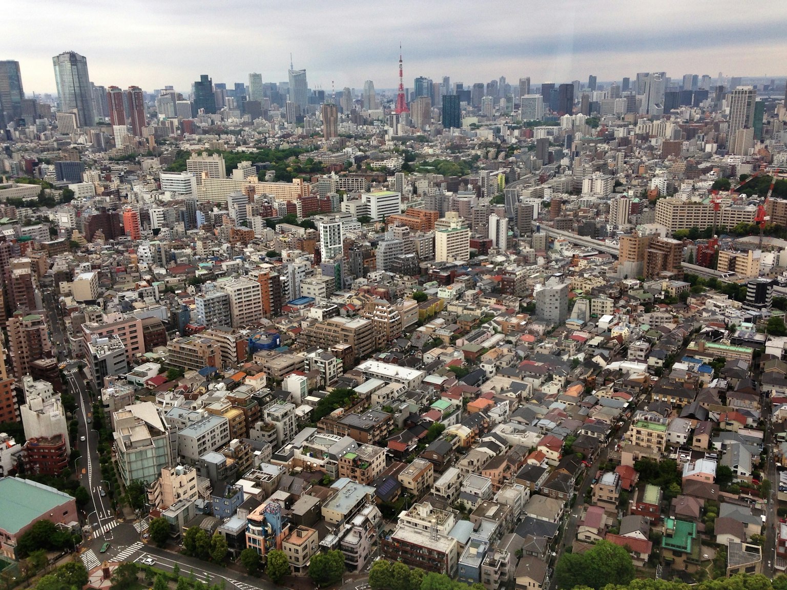 Aerial view of Tokyo showcasing skyscrapers and residential areas