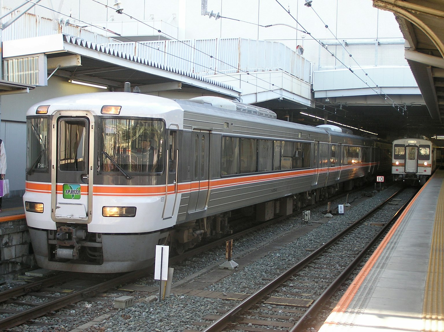 Tren estacionado en la estación con diseño distintivo