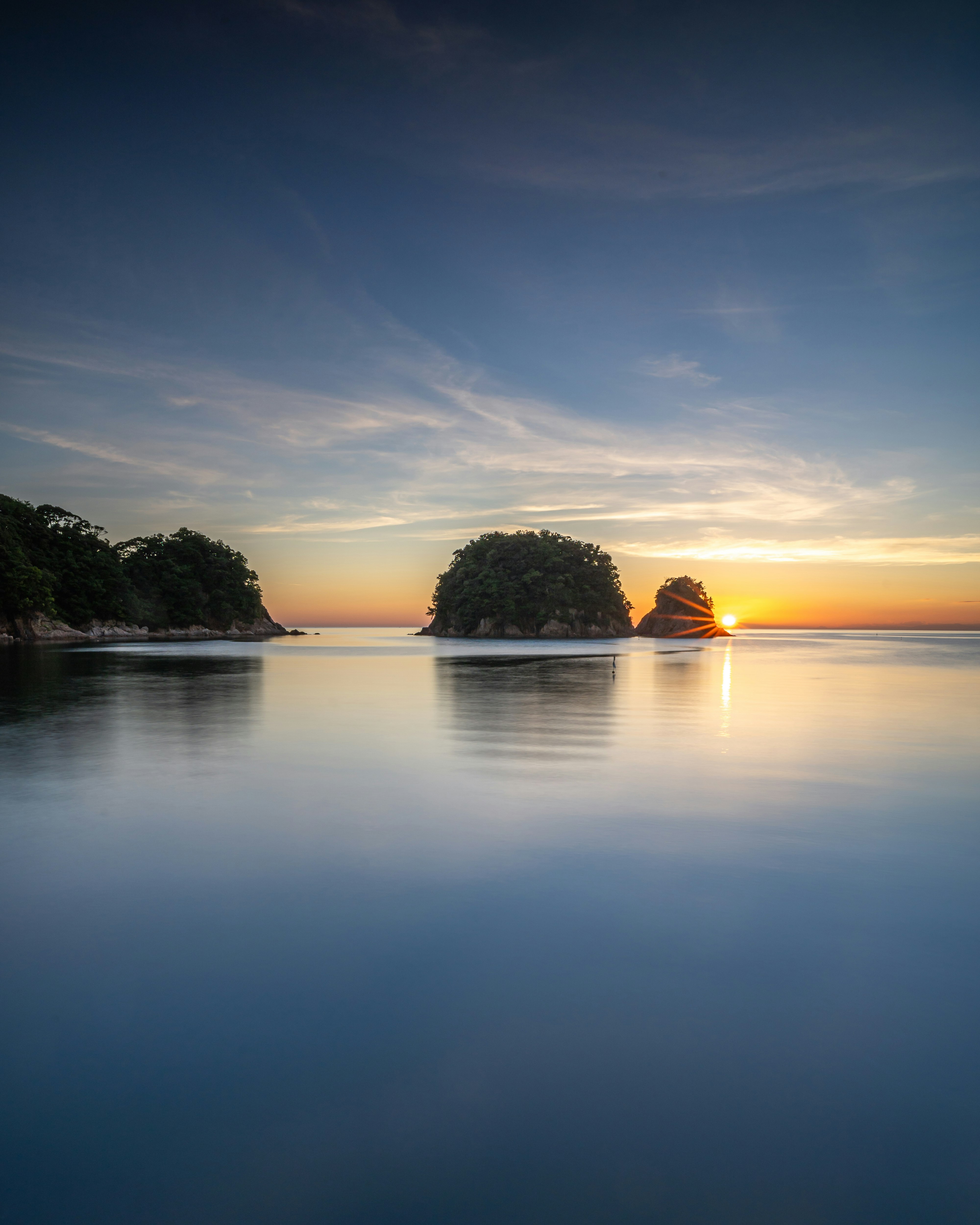 sunrise horizon over the Sea of Japan and calm sea surface