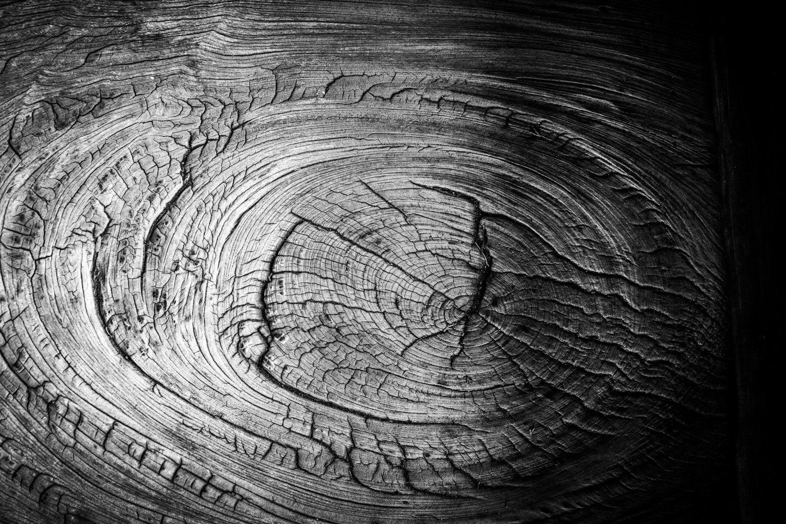 Textura detallada de la veta de madera con contraste en blanco y negro