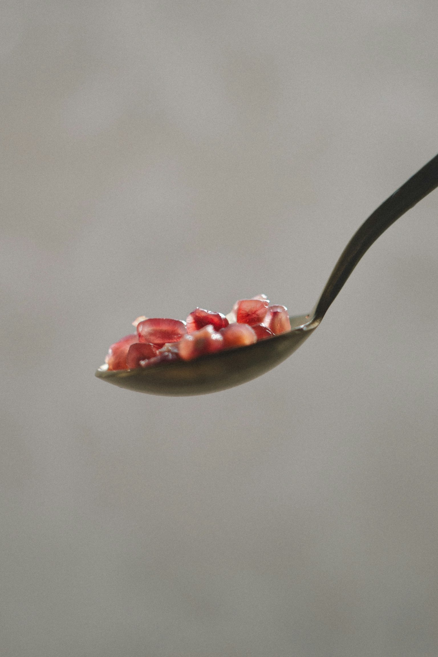 スプーンの上に乗った生肉の断片