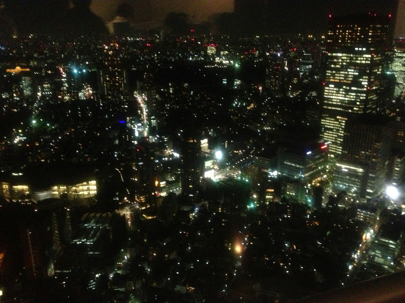 Night view of Tokyo skyline with bright city lights