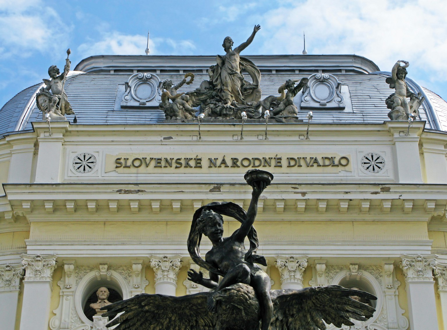Facade of Slovenské národné divadlo with ornate sculptures