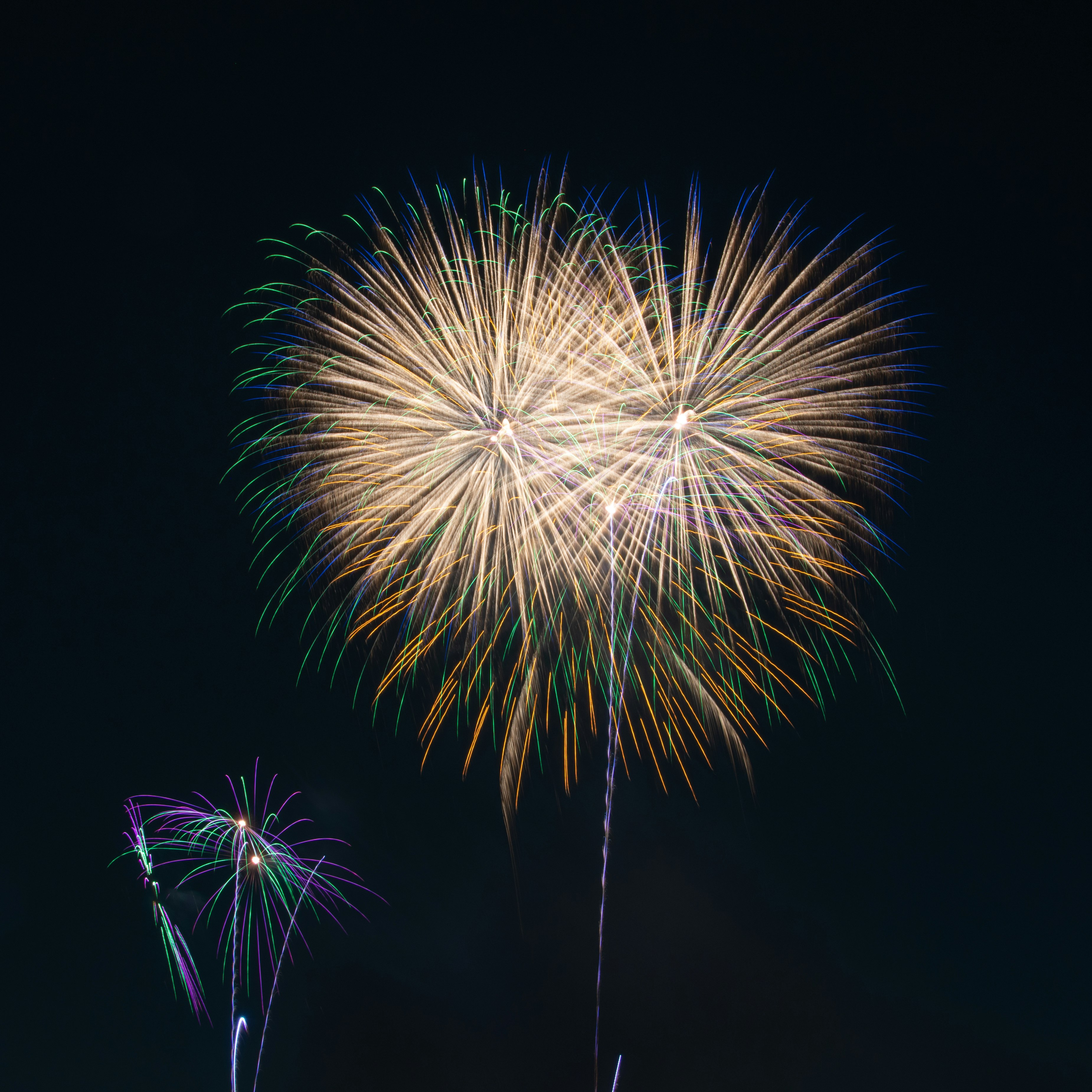 Feuerwerk, das im Nachthimmel explodiert