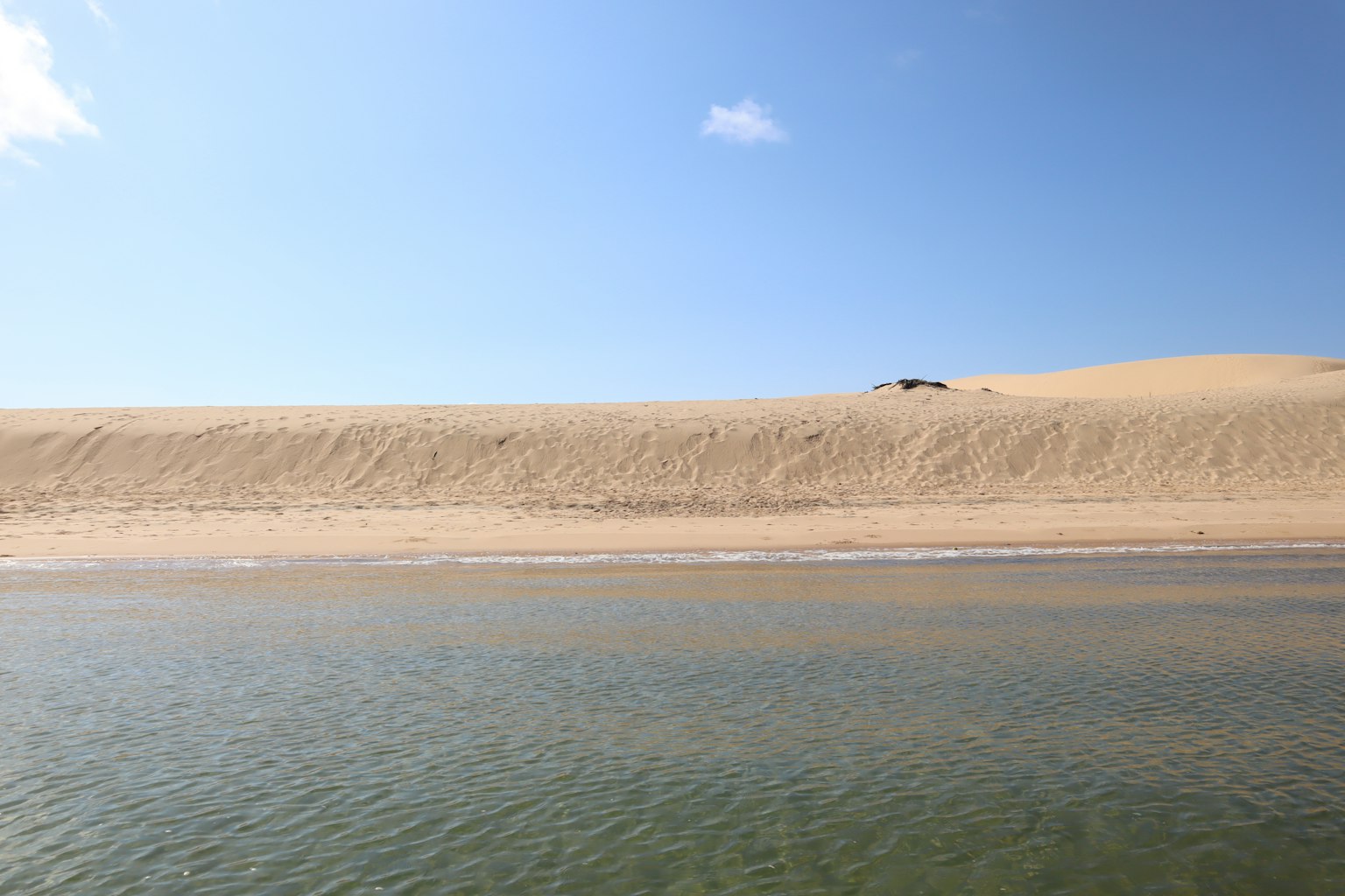 海岸风景，蓝天和沙丘