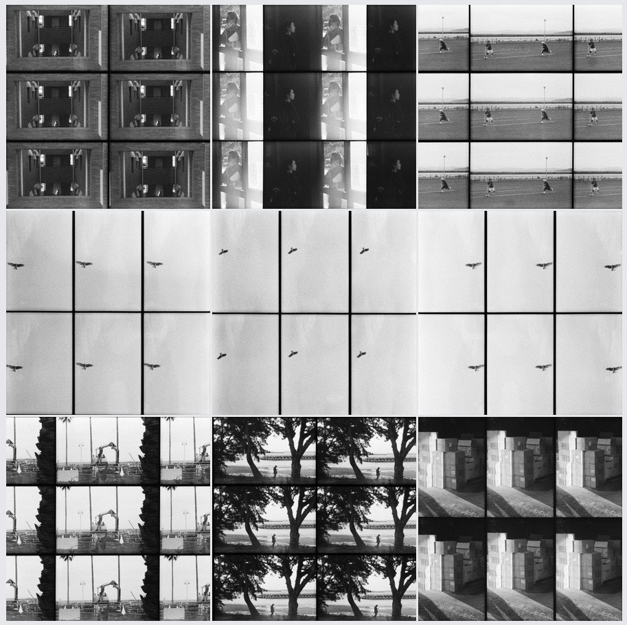 collage urbano in bianco e nero con facciate di edifici a griglia di finestre