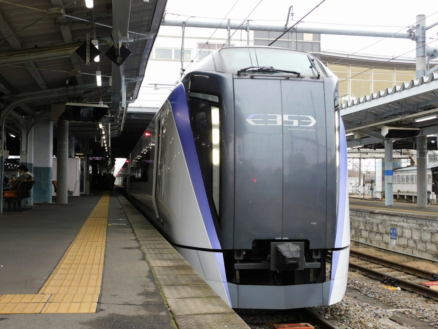 Modern train at a station with sleek design