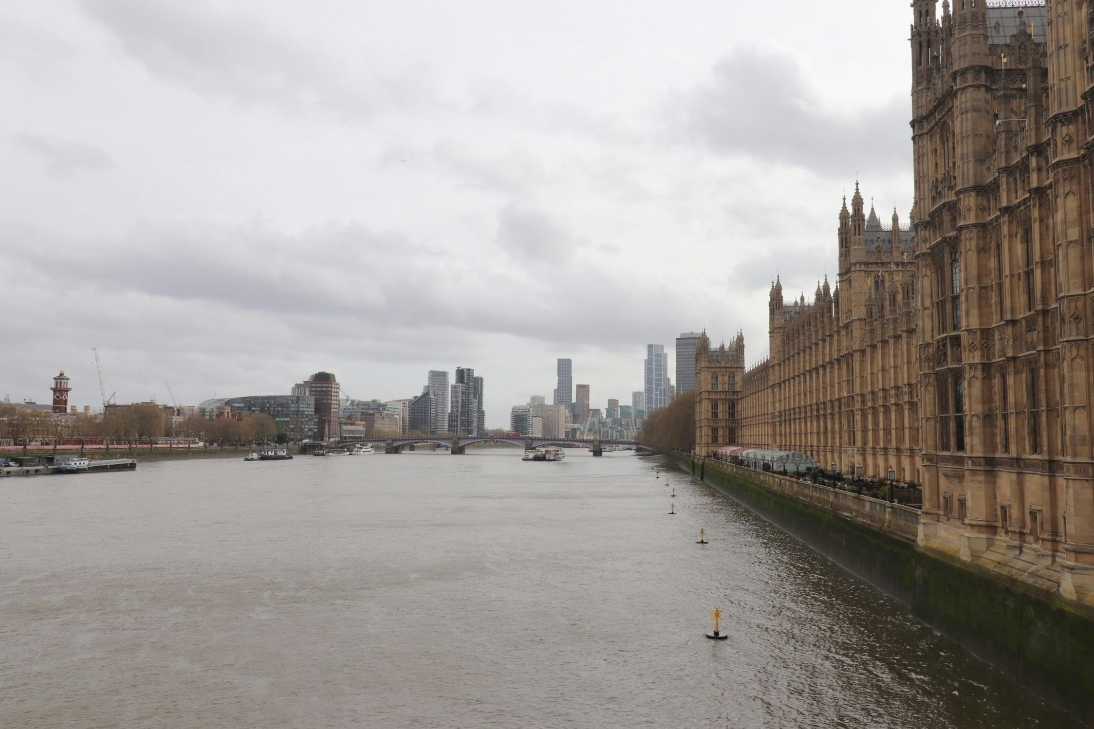 Thames River riverside with a grand cathedral and city skyline