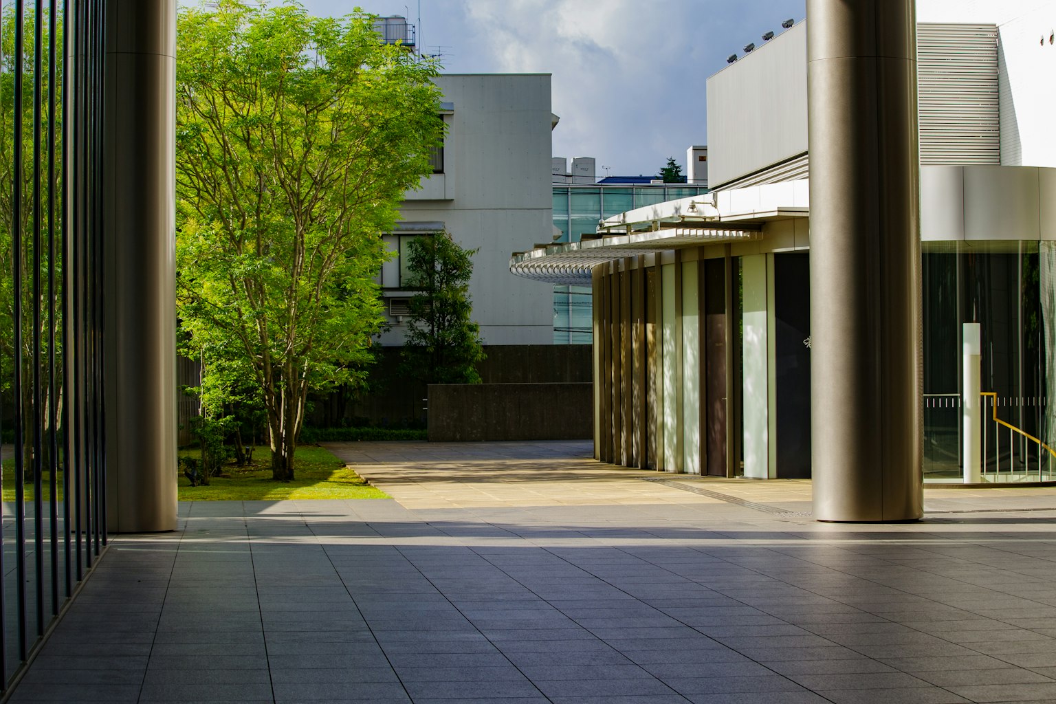 ํ๋์ ์ธ ๊ฑด๋ฌผ๊ณผ ํธ๋ฅธ ๋๋ฌด๊ฐ ์๋ ํ๊ฒฝ