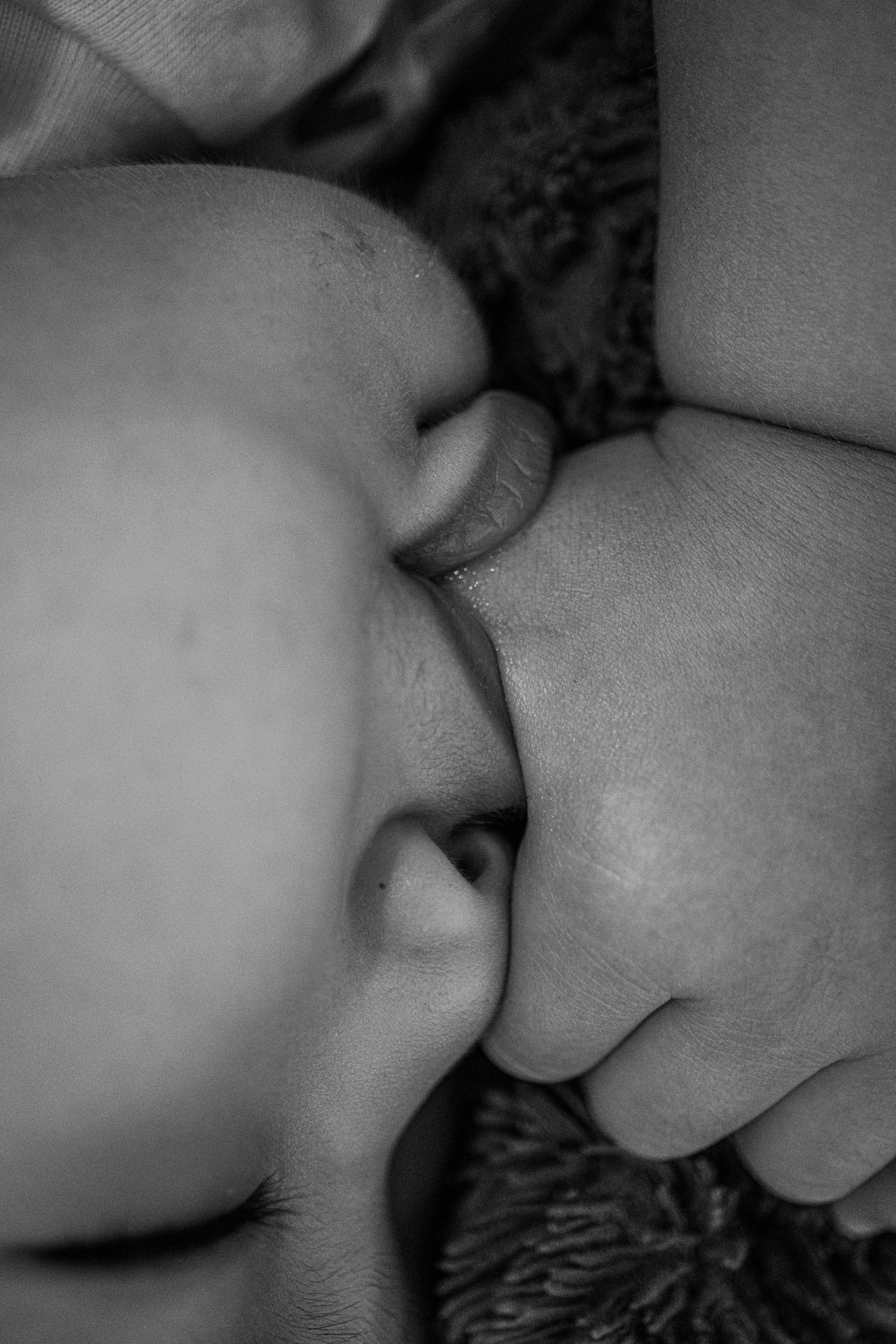 Scène de baiser câlin avec mains et joues
