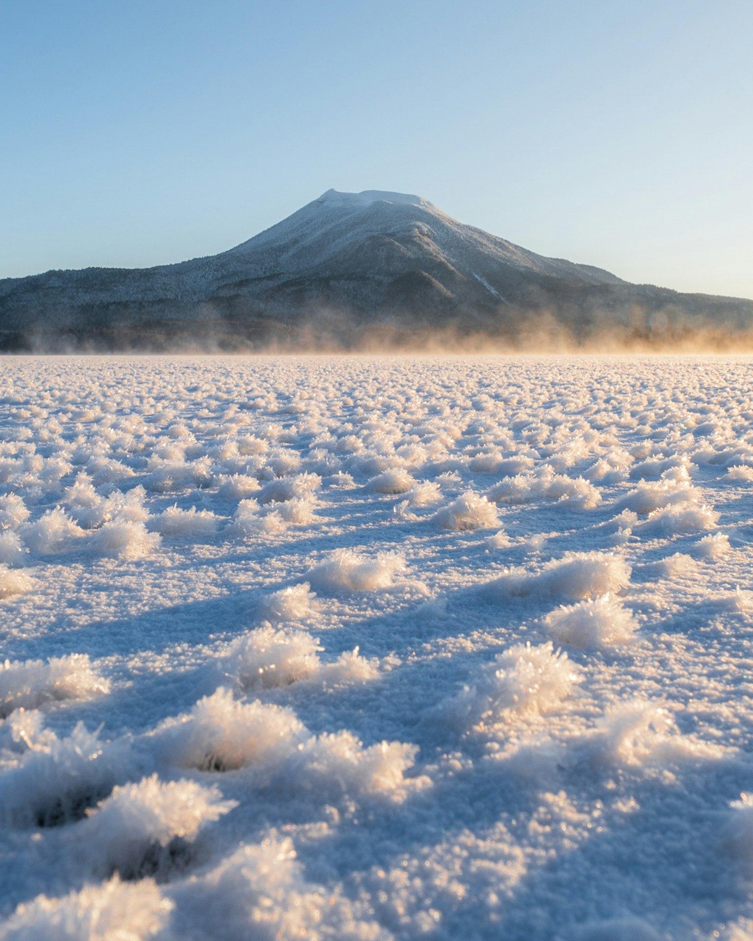 Paesaggio invernale con una montagna coperta di neve