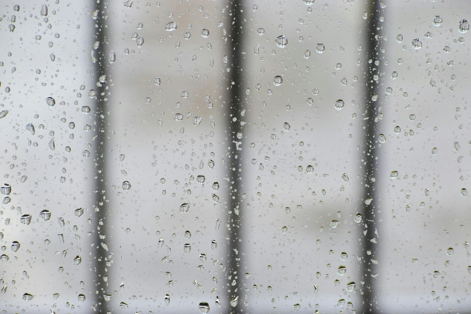 窓ガラスに付いた雨粒のクローズアップ
