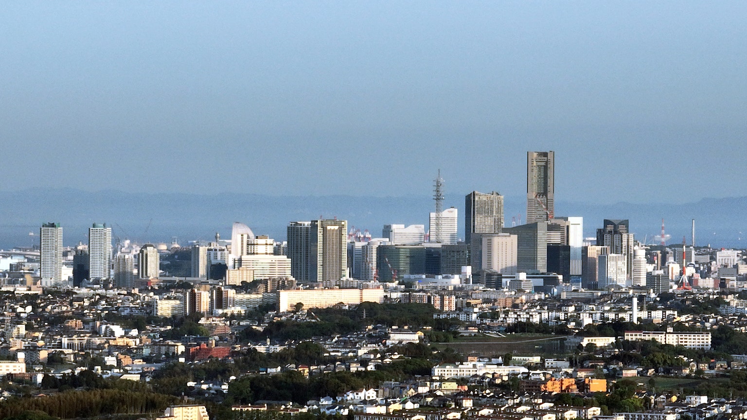 View of urban skyline with high-rise buildings
