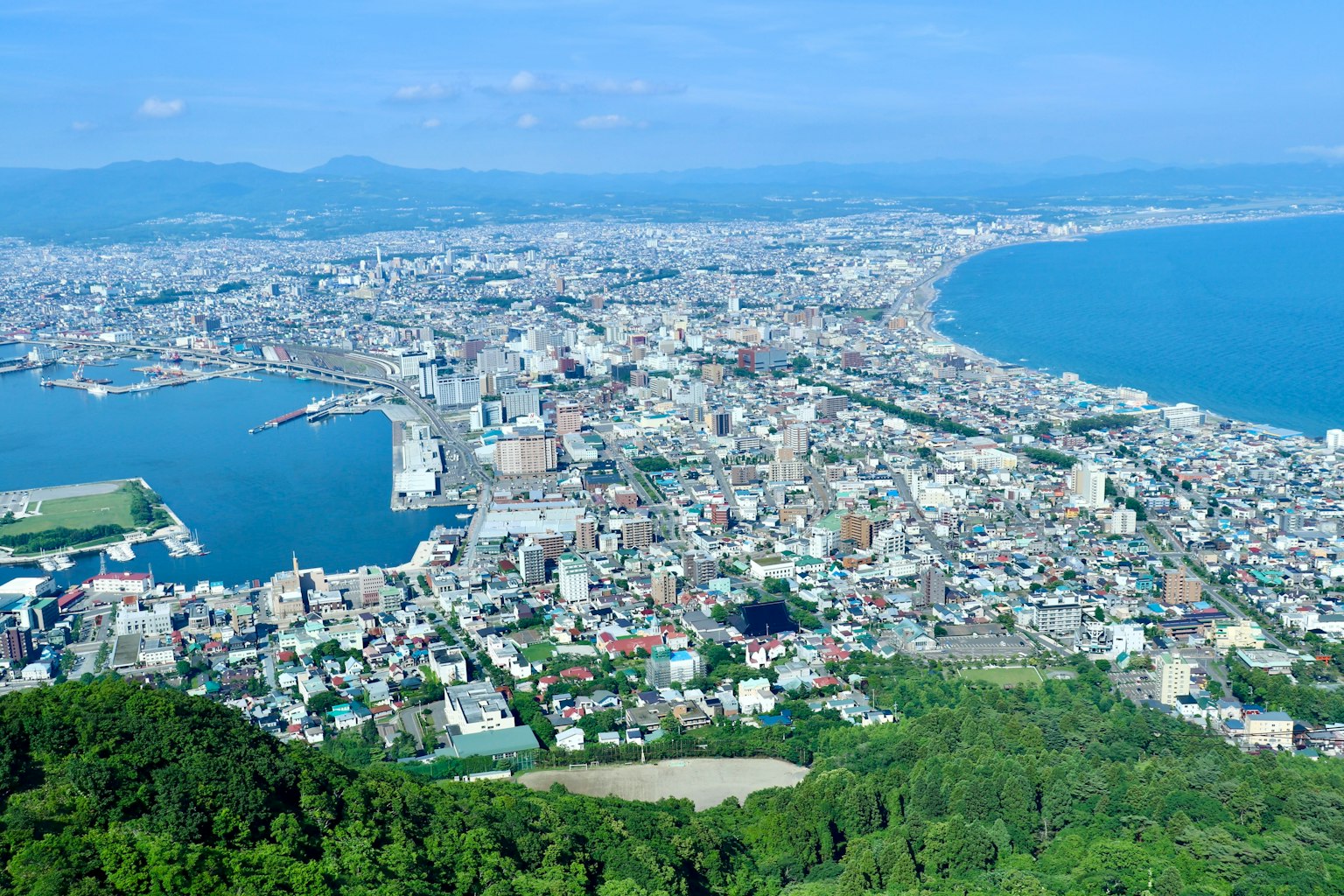 Vue panoramique de la ville de Hakodate et de sa côte