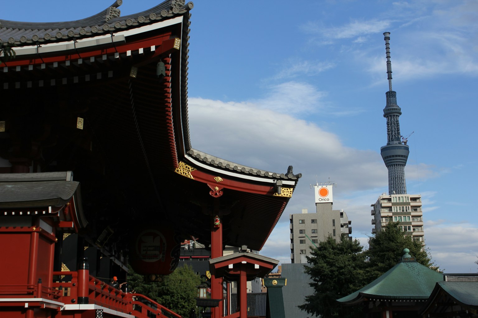 東京塔和傳統寺廟的美麗景觀