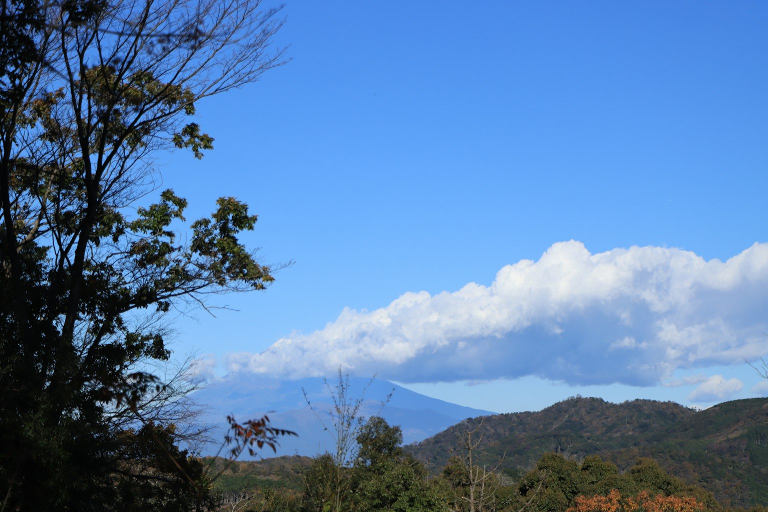 Mountain landscape with blue sky and clouds