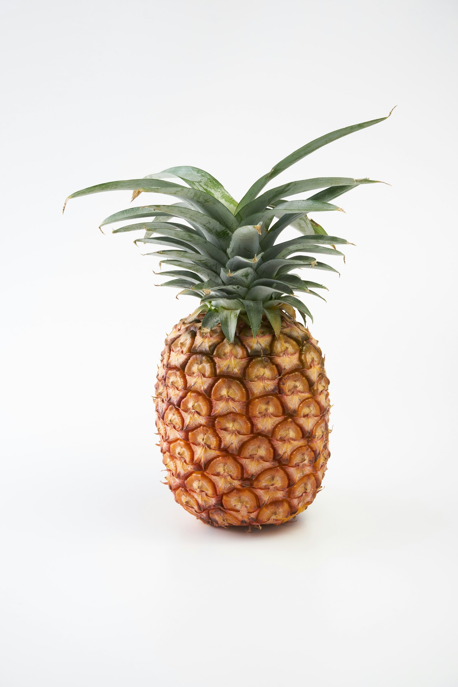 Foto de piña vibrante de pie contra un fondo brillante
