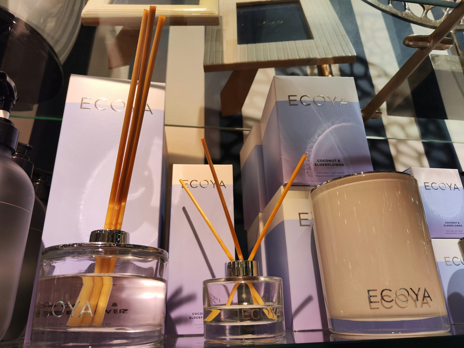 Elegant display of Ecoya aroma diffuser and candle