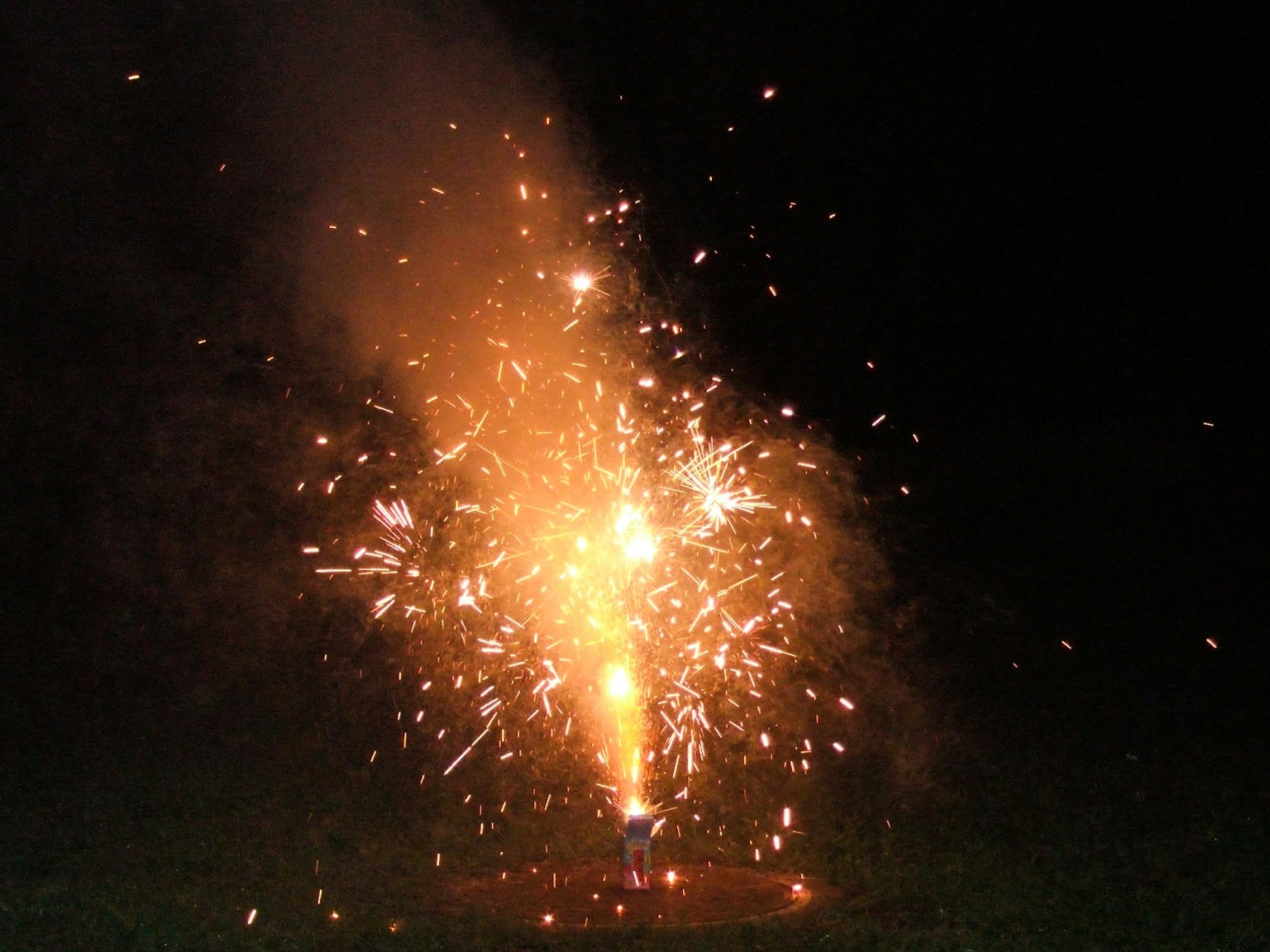 Des feux d'artifice éclatent dans le ciel nocturne