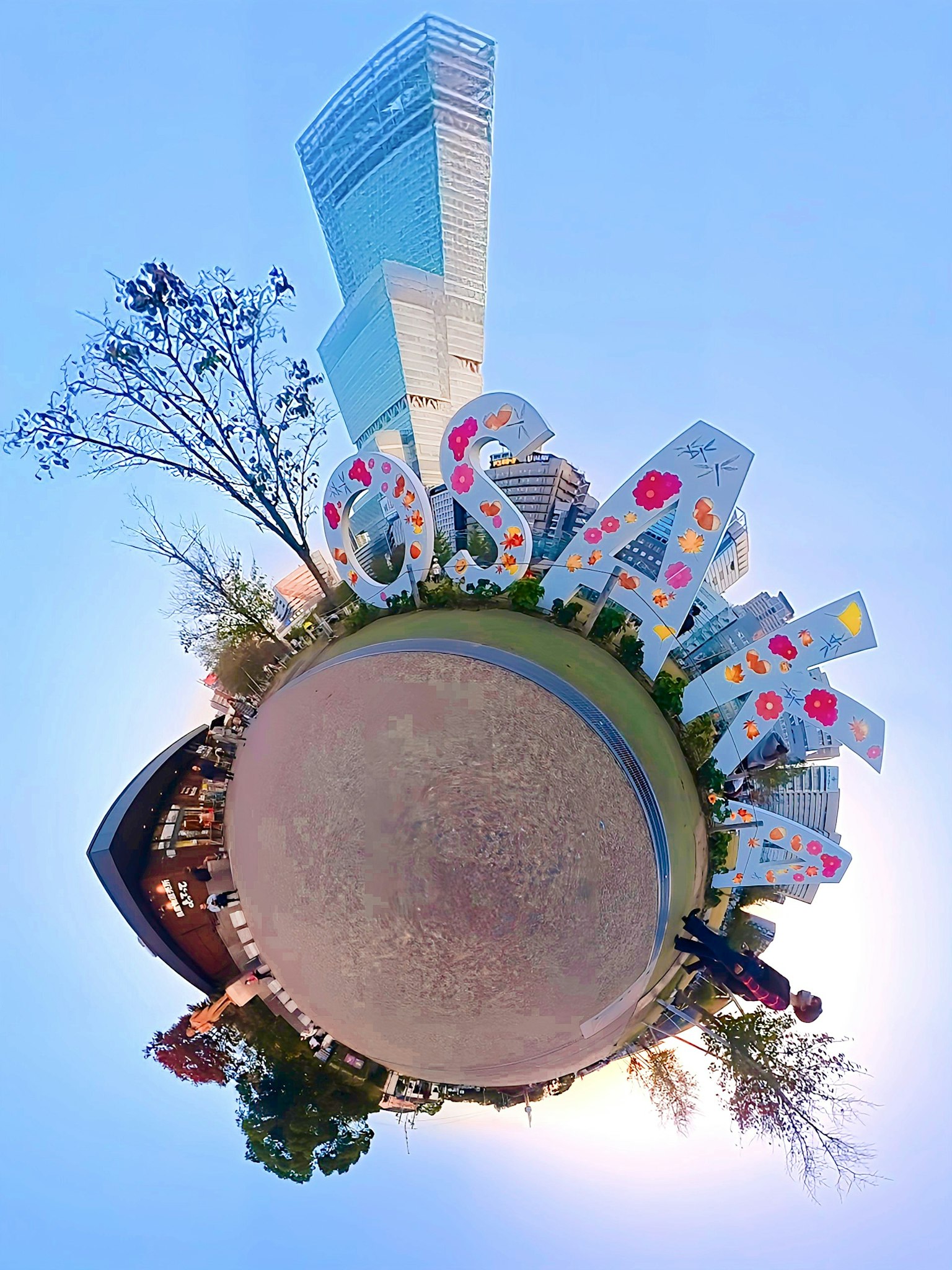 Colorful Osaka sign with blue sky background