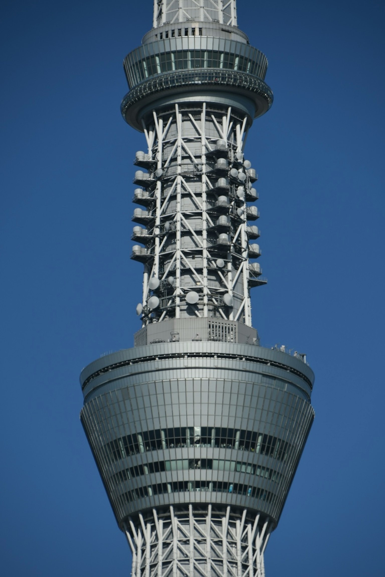 Close-up of the upper structure of Tokyo Skytree
