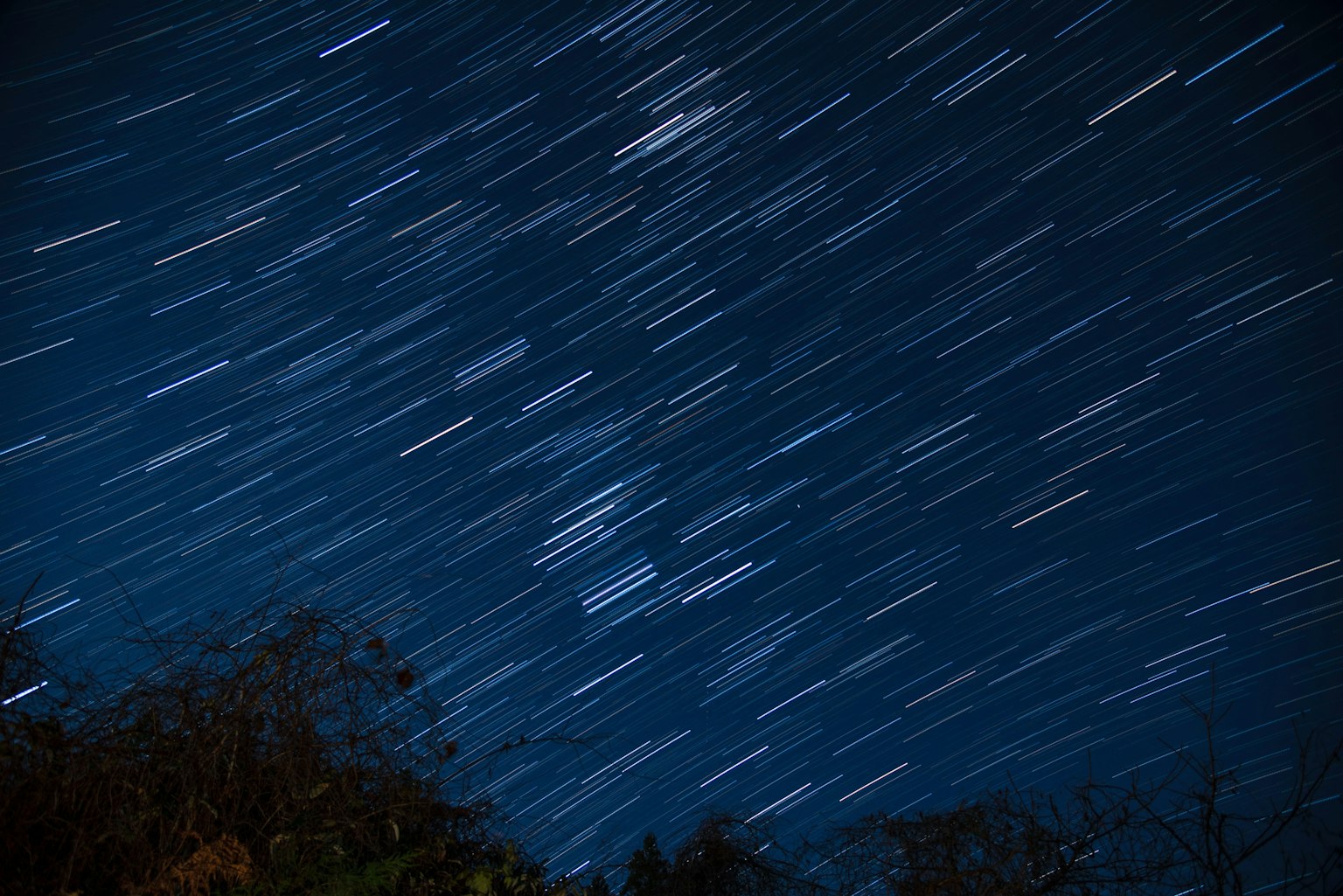 Ciel nocturne avec des traînées d'étoiles