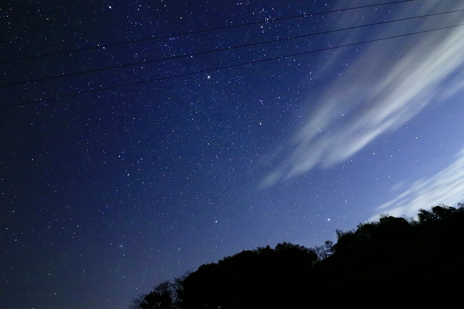 Night sky filled with stars and clouds