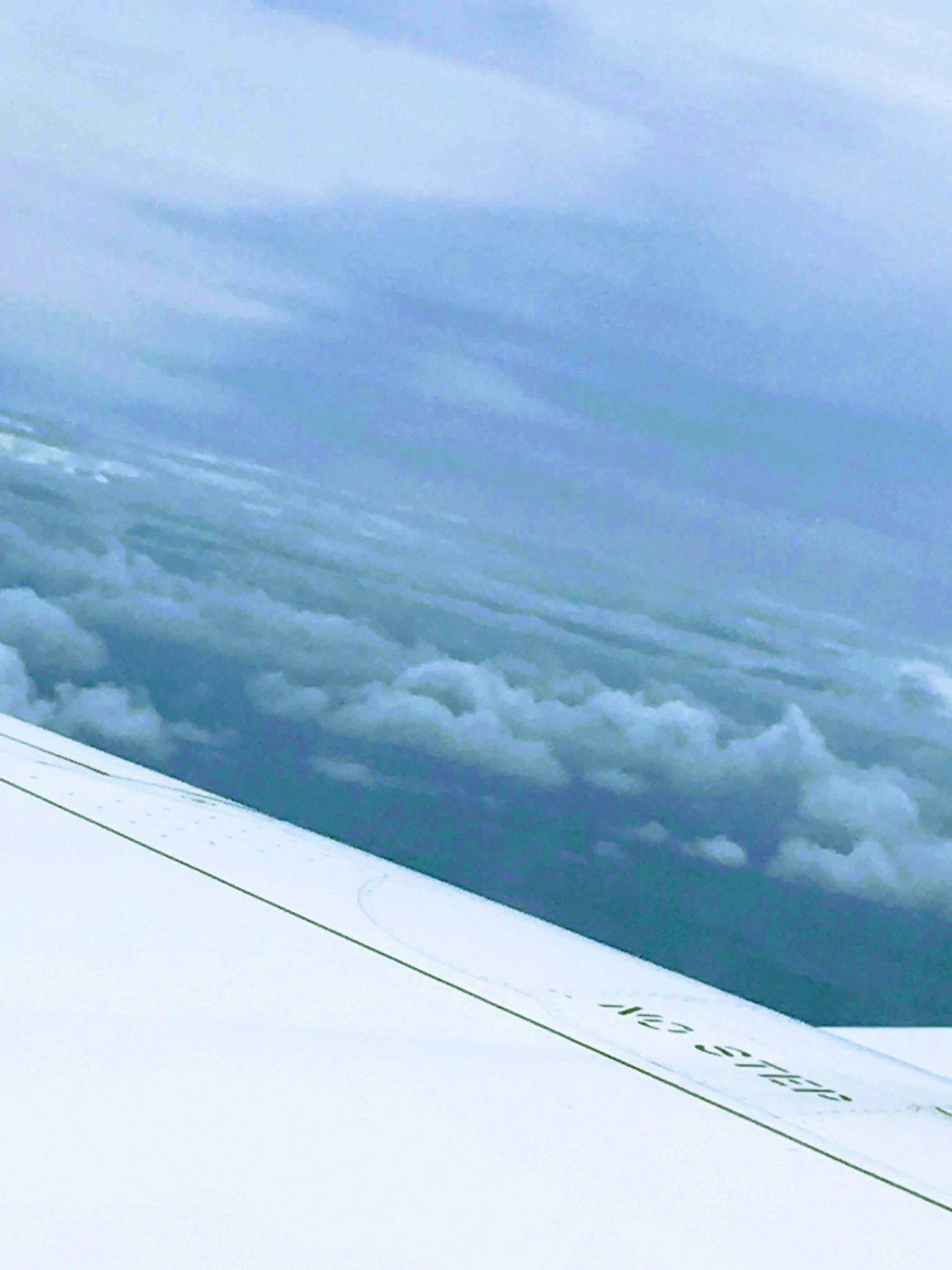飛機機翼與藍天和雲