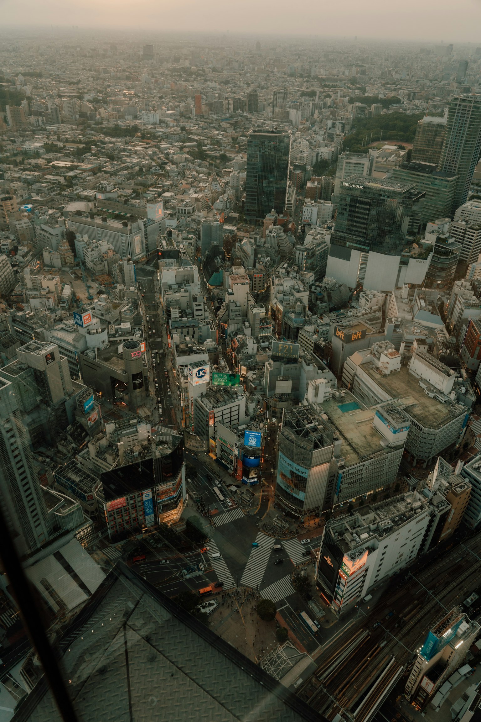 Vista aerea dei grattacieli e del paesaggio urbano di Tokyo