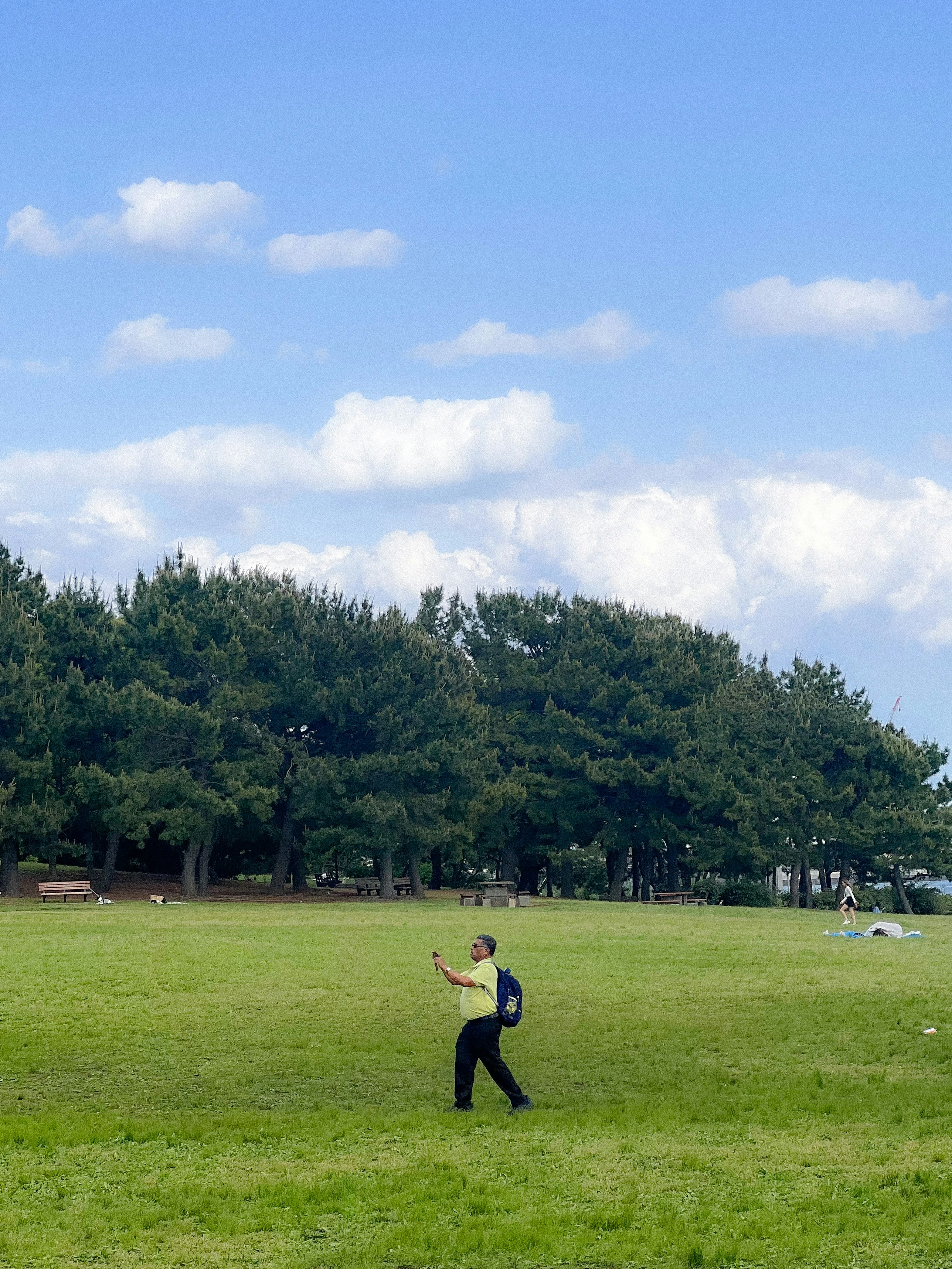 寬闊草地公園裡玩耍的孩子