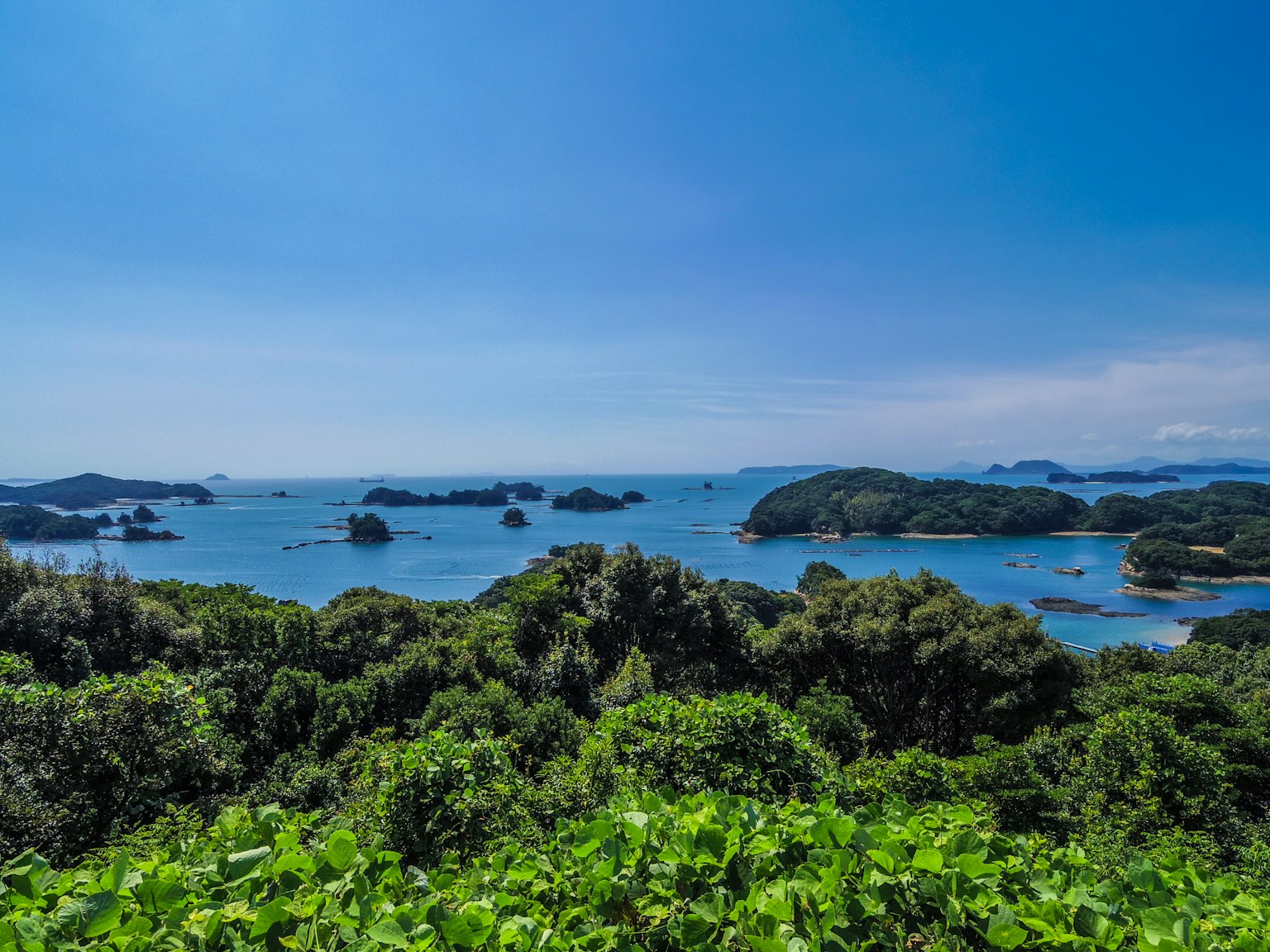 Beautiful view of blue sea and green islands