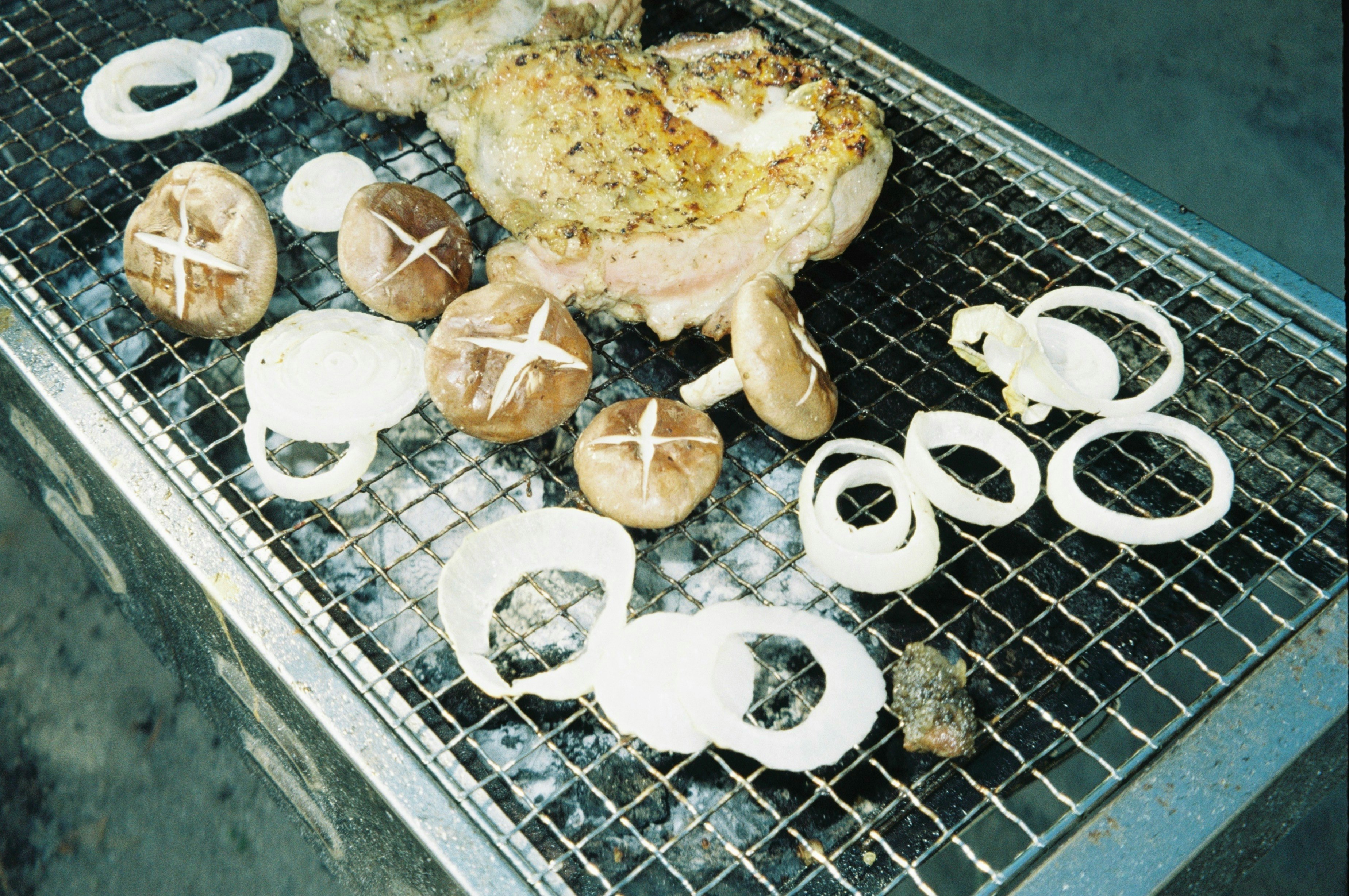 Ricordi d’estate: frutti di mare alla griglia su una griglia da barbecue all’aperto