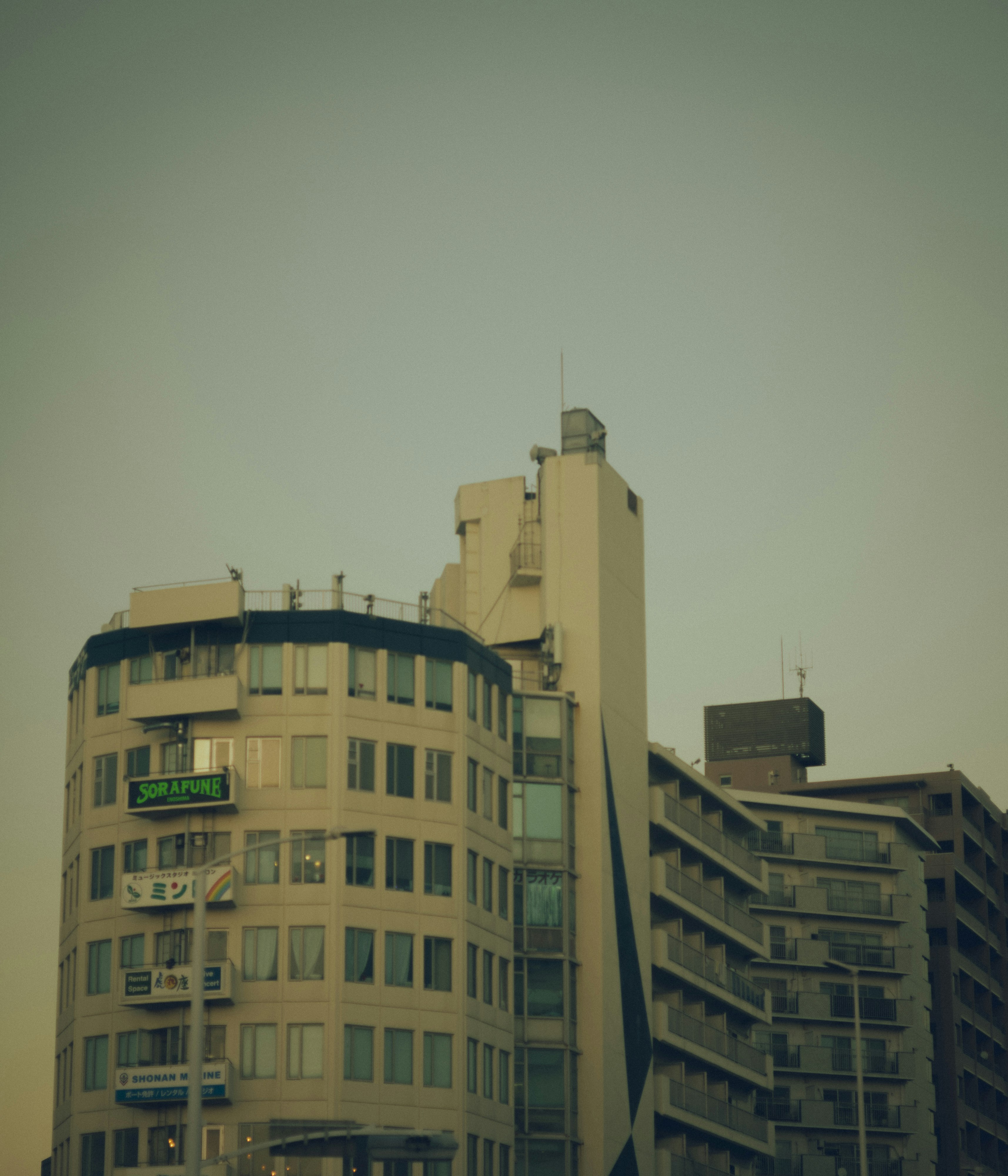 urban skyline with mid-rise and high-rise buildings