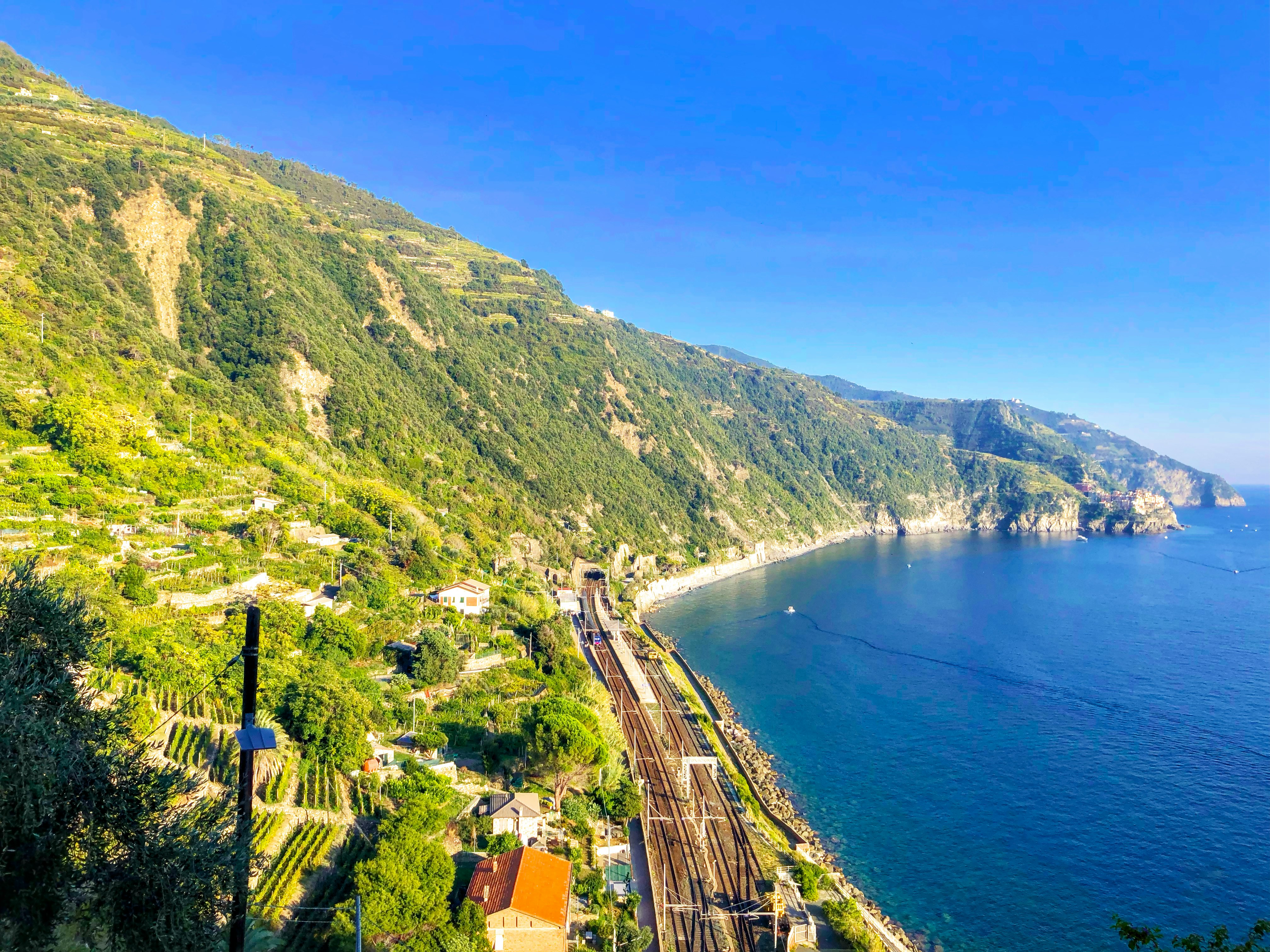 海湾海岸景观，陡峭悬崖与葱郁山脉相连