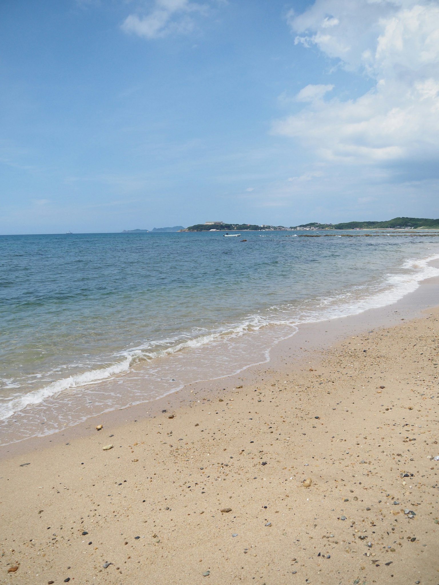 Scenic view of a blue ocean and sandy beach