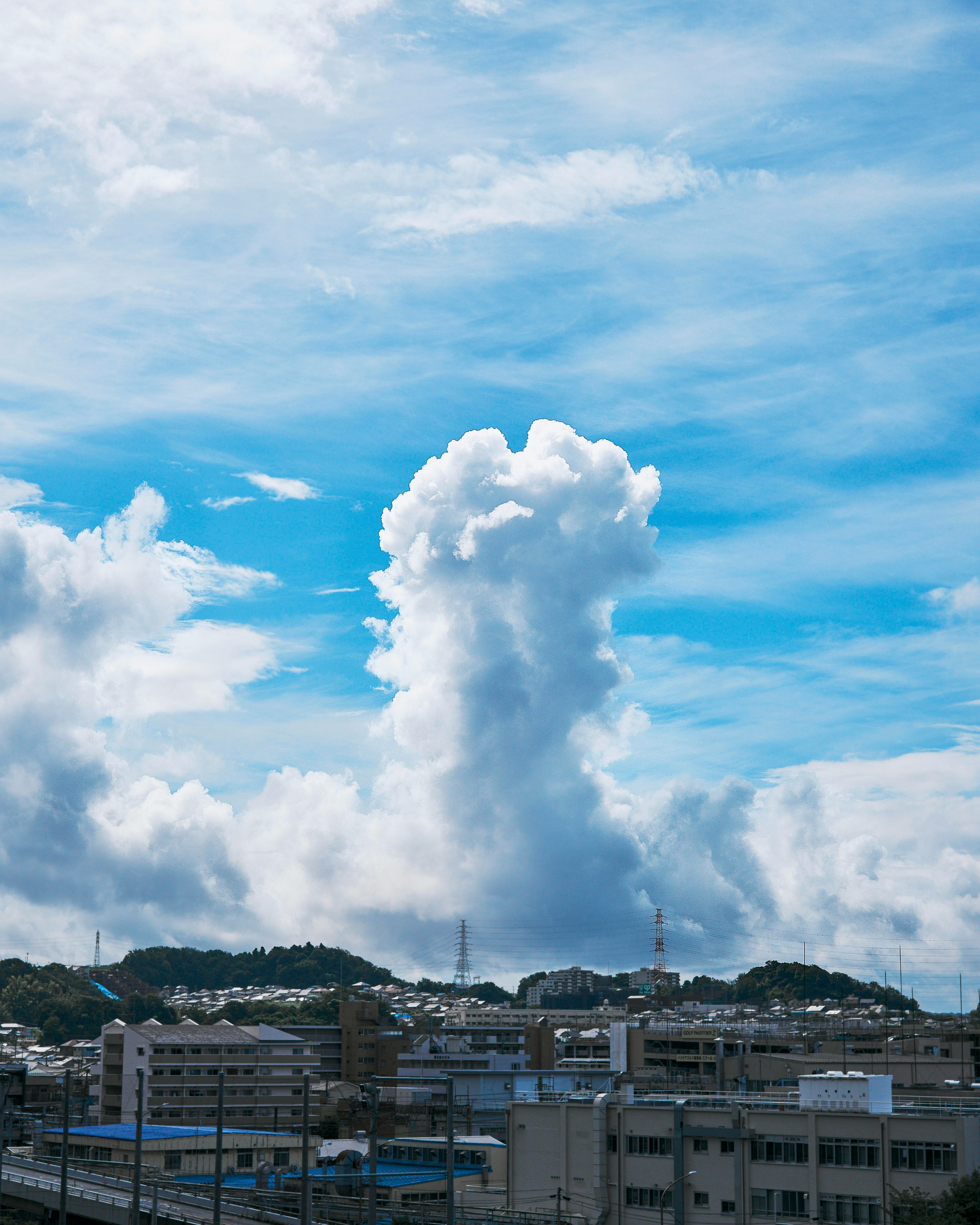 paesaggio urbano con ciminiere di fabbrica che rilasciano fumo nel cielo