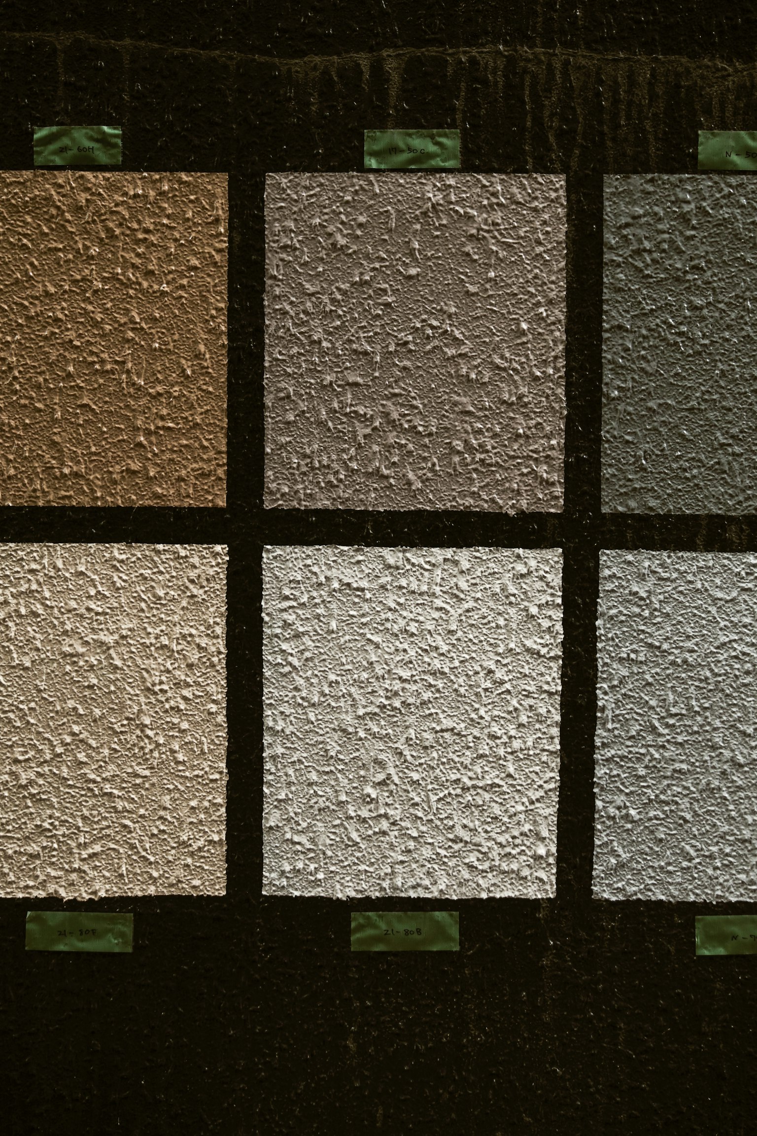 Color swatches displaying various textured paint samples