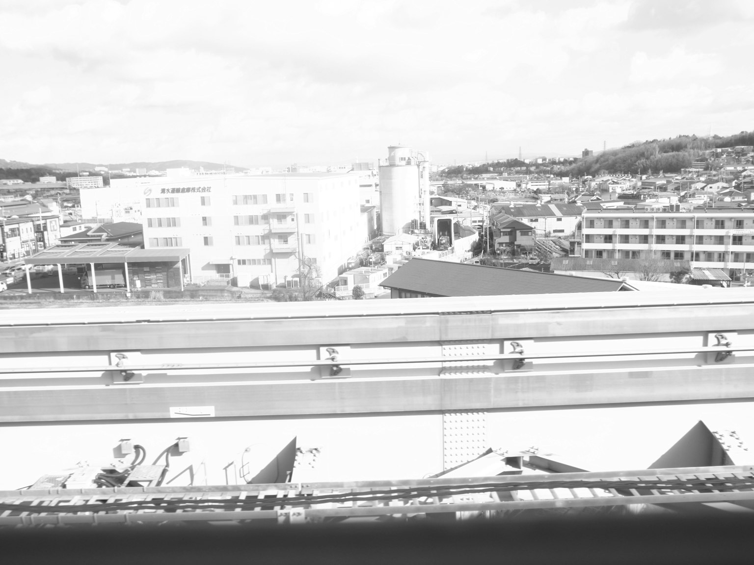 黑白城市风景建筑和街道