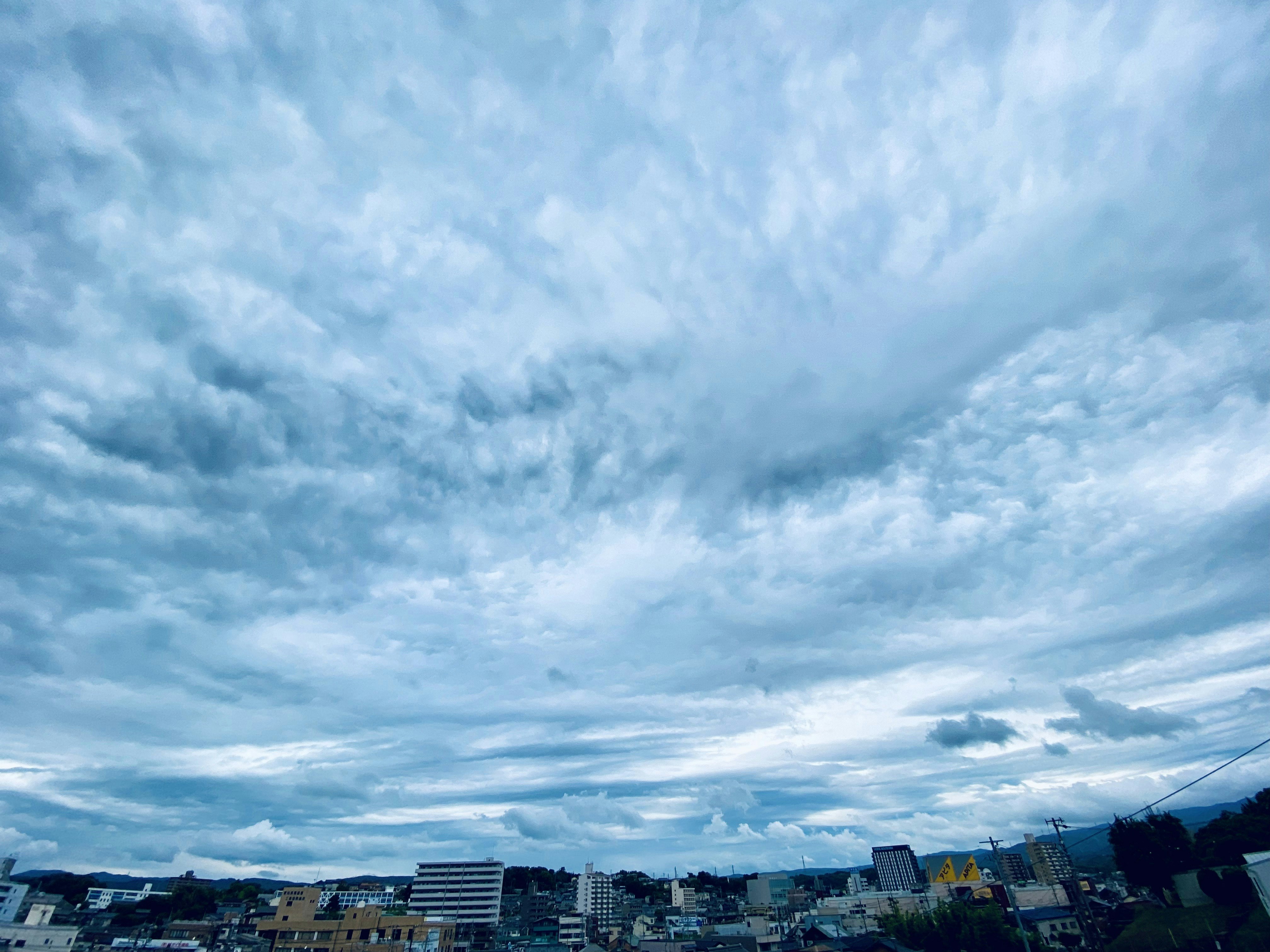 cakrawala kota di bawah langit biru berawan